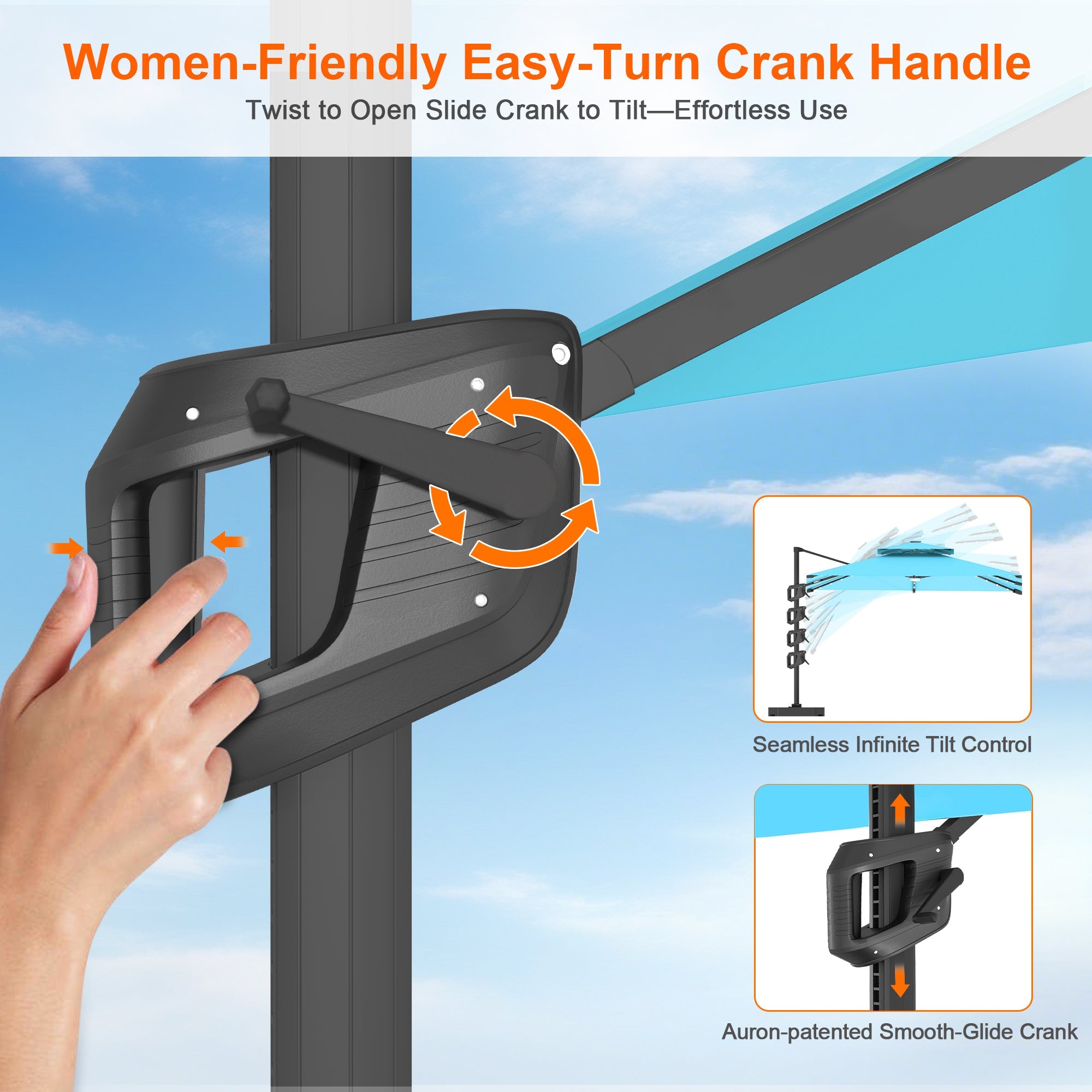 Sunvanta Auron Pro Cantilever Umbrella with Built-In LED Lighting and Reinforced Aluminum Frame for Patio & Garden Use
