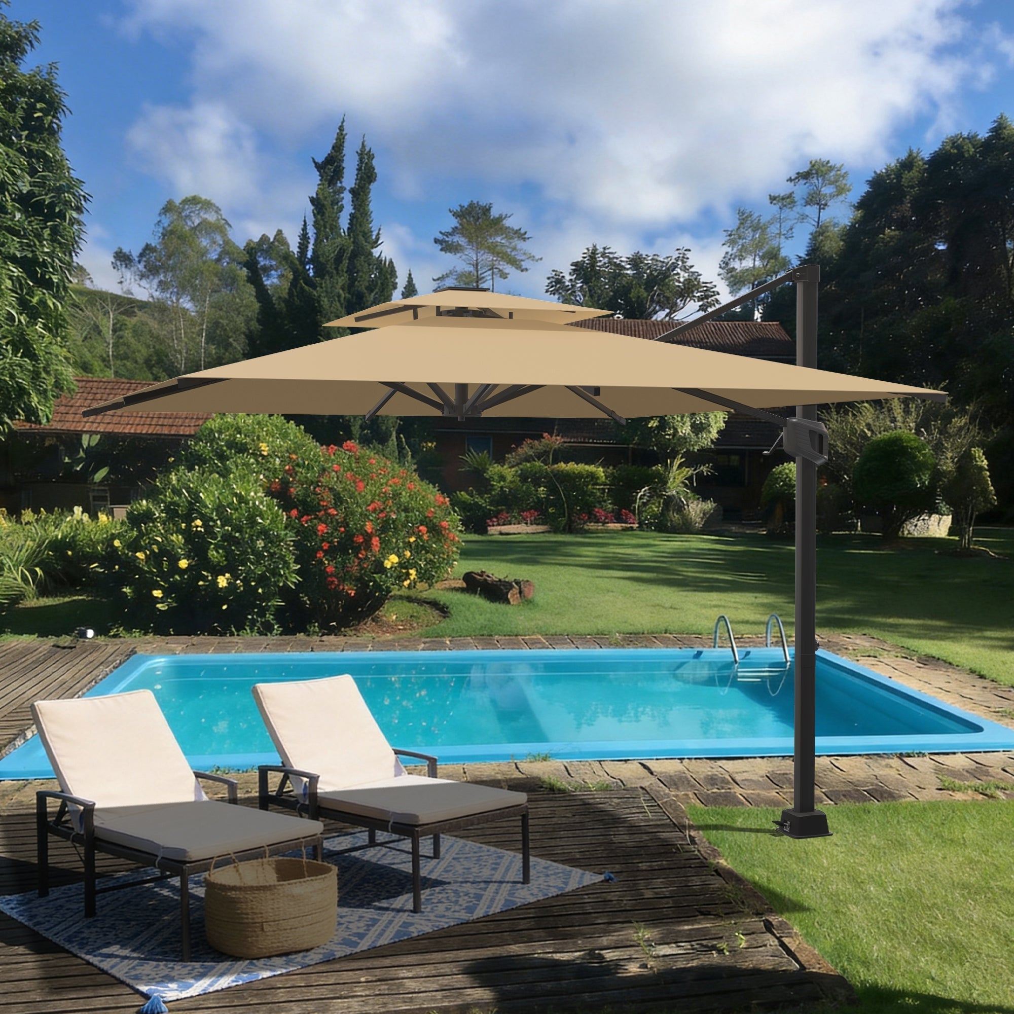 Sunvanta Auron In-Ground Umbrella Base for Cantilever Umbrellas – Heavy-Duty Steel, Secure Concrete Mount