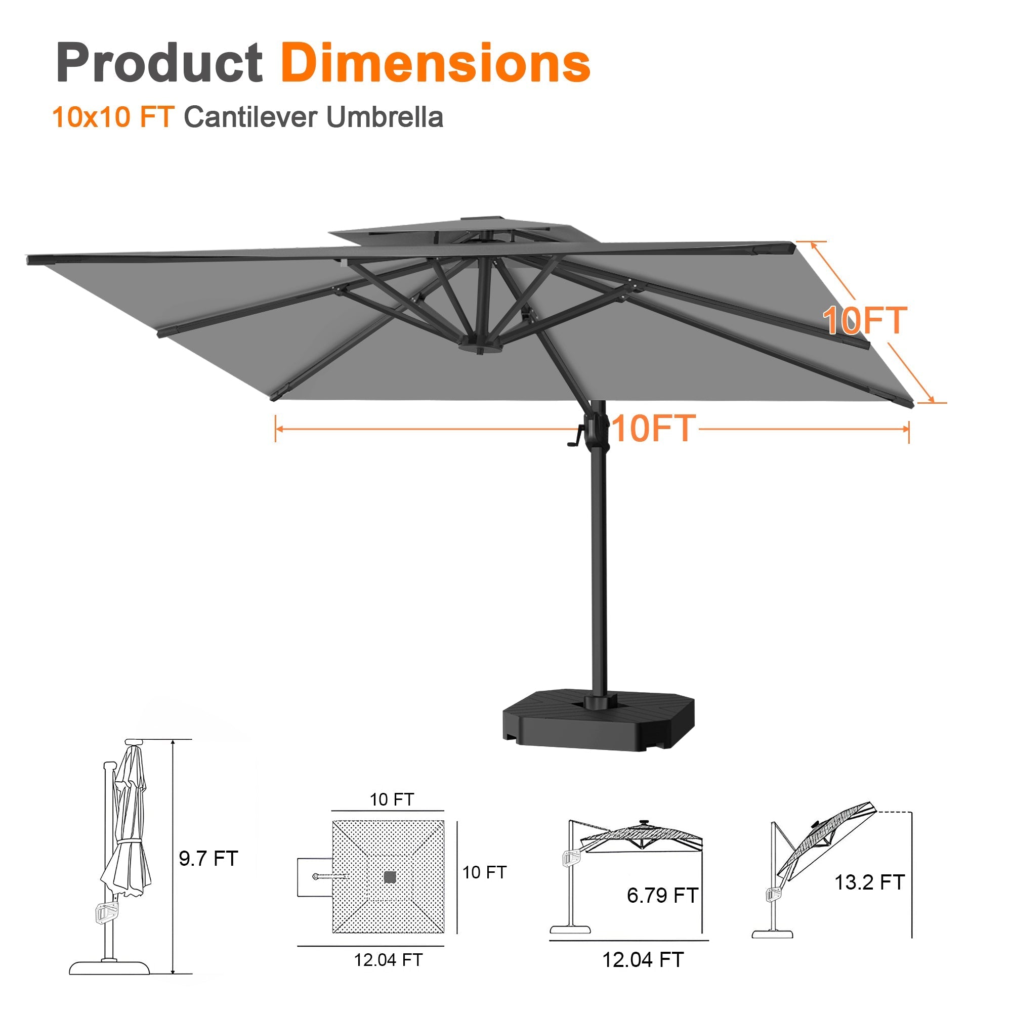 Sunvanta Auron Pro Cantilever Patio Umbrella  Reinforced Aluminum Frame for Patio & Garden