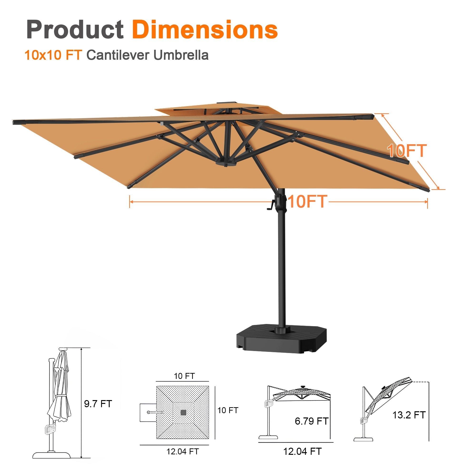 Sunvanta Auron Pro Cantilever Patio Umbrella  Reinforced Aluminum Frame for Patio & Garden