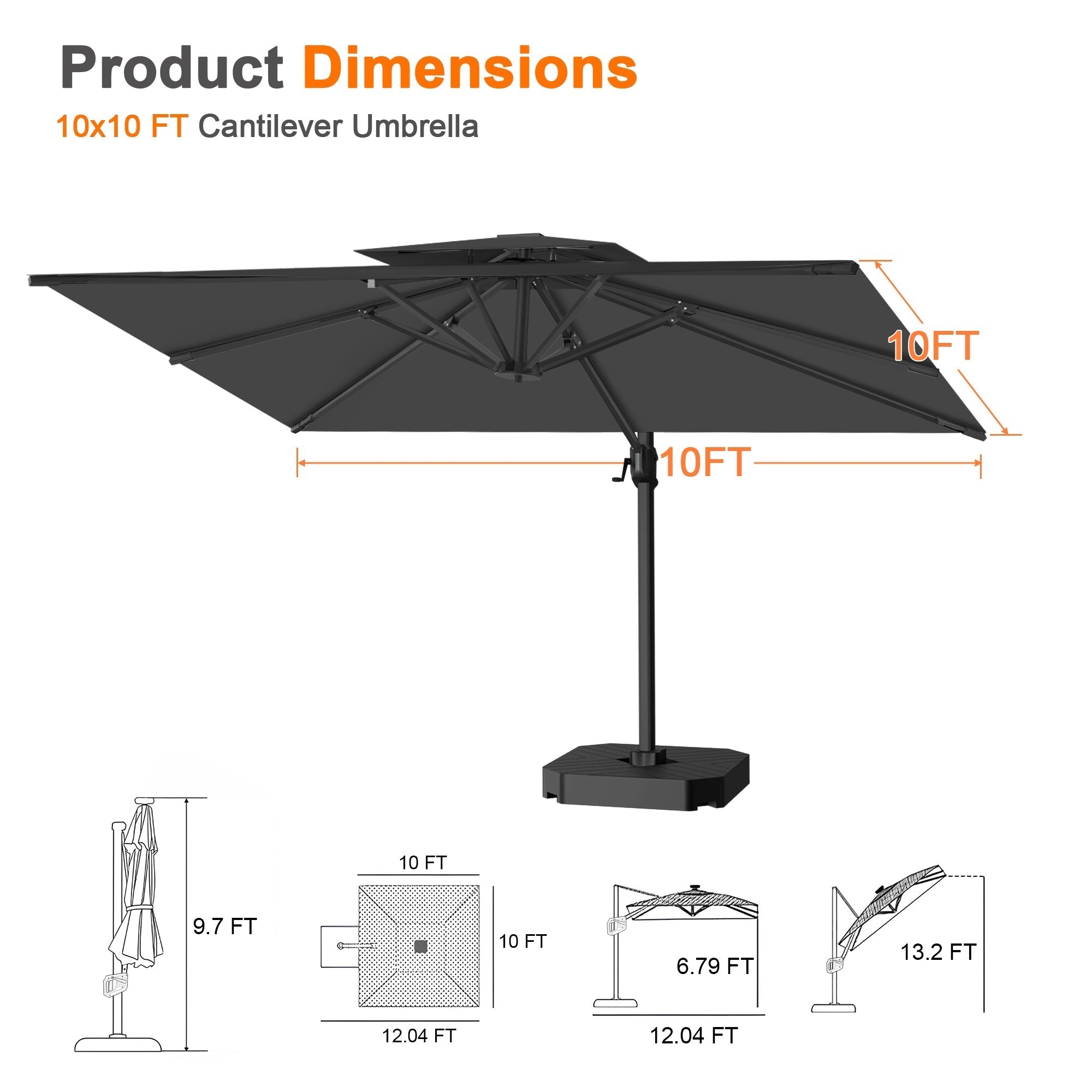 Sunvanta Auron Pro Cantilever Patio Umbrella  Reinforced Aluminum Frame for Patio & Garden