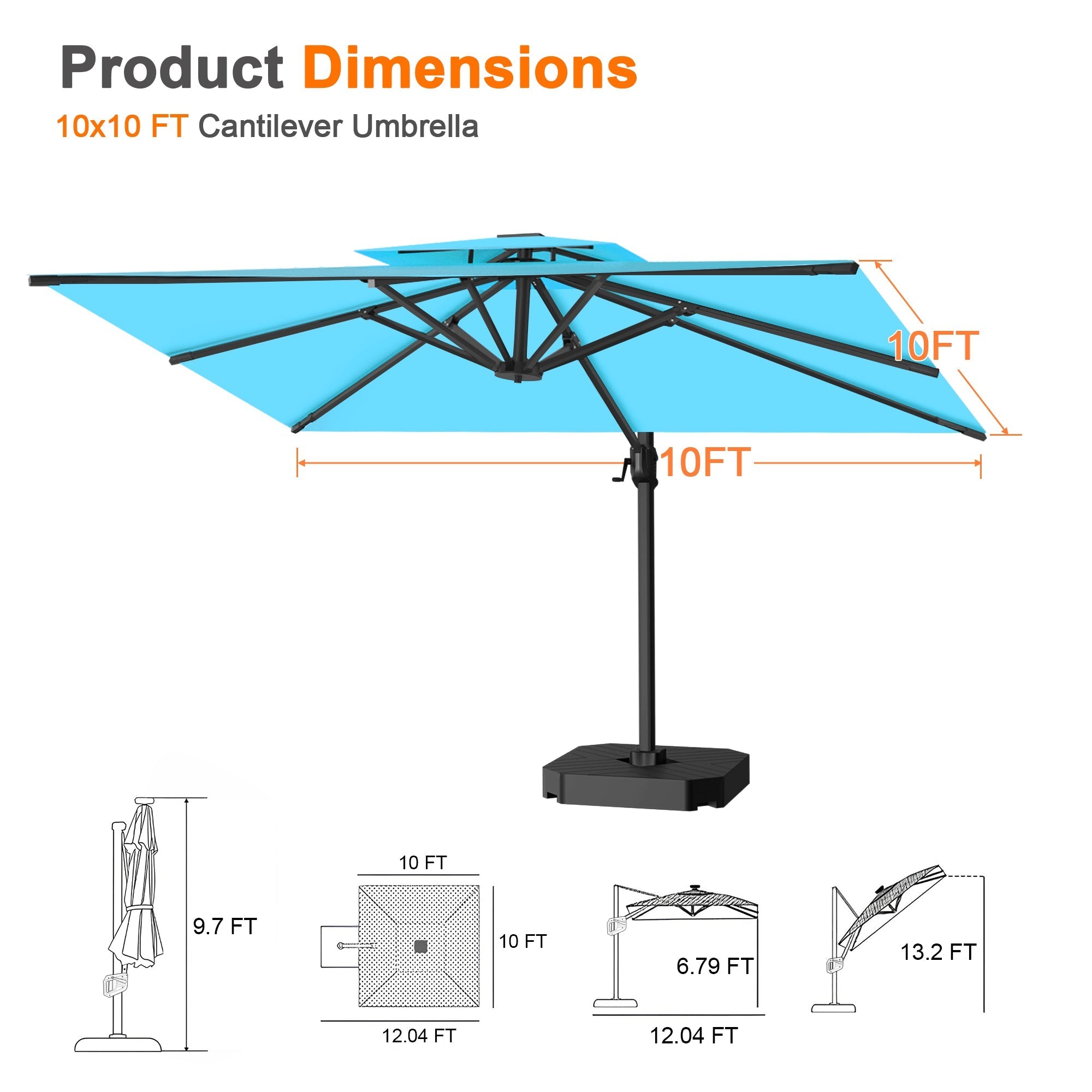 Sunvanta Auron Pro Cantilever Patio Umbrella  Reinforced Aluminum Frame for Patio & Garden