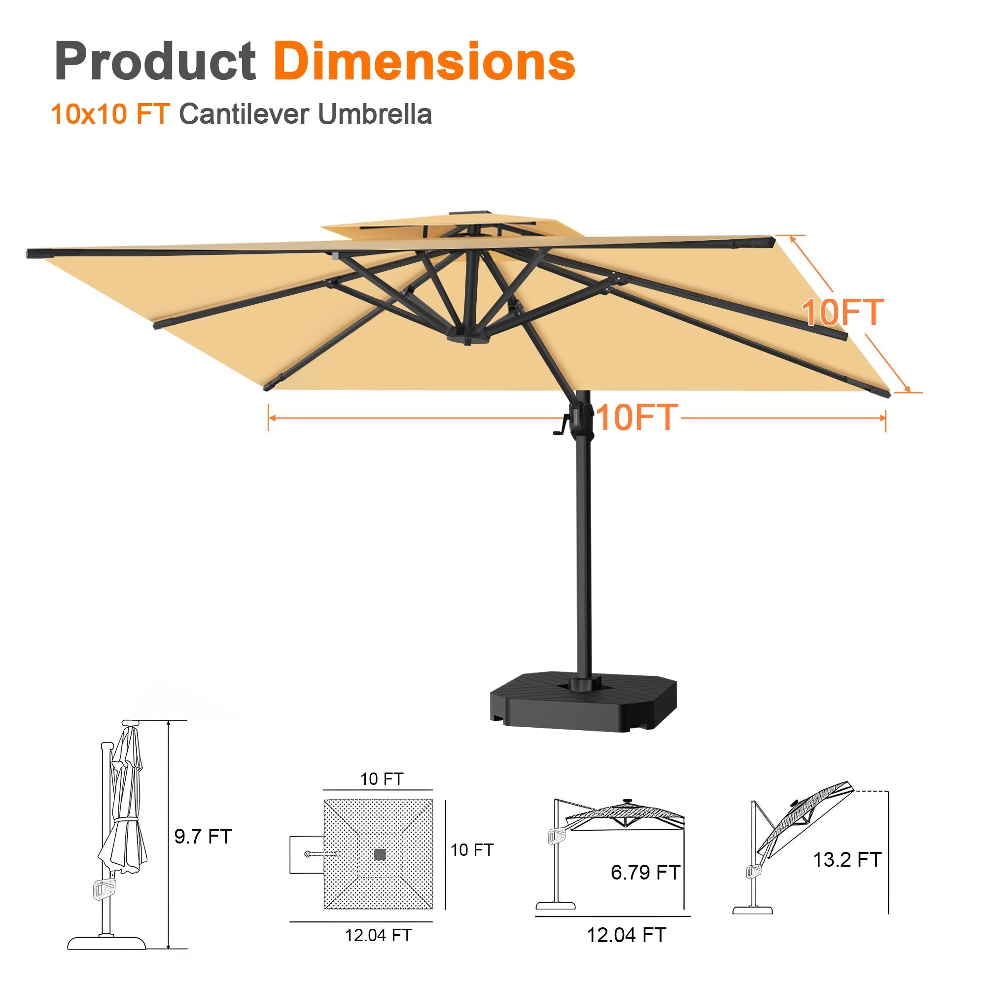 Sunvanta Auron Pro Cantilever Patio Umbrella  Reinforced Aluminum Frame for Patio & Garden