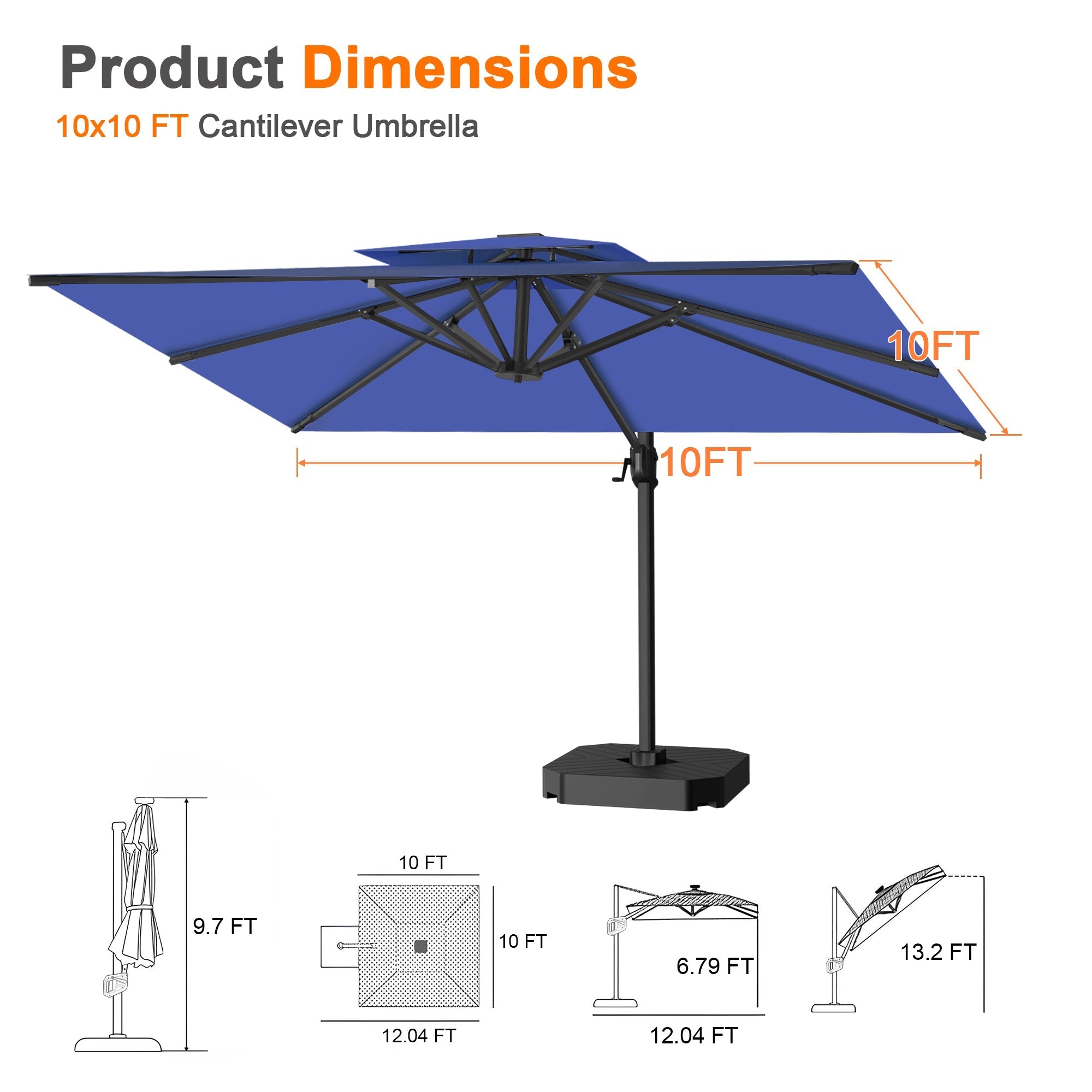 Sunvanta Auron Pro Cantilever Patio Umbrella  Reinforced Aluminum Frame for Patio & Garden