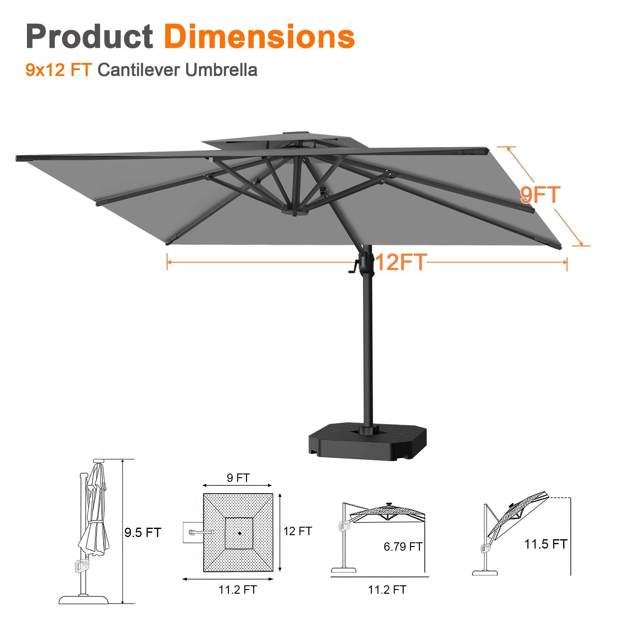 Sunvanta Auron Pro Cantilever Patio Umbrella  Reinforced Aluminum Frame for Patio & Garden