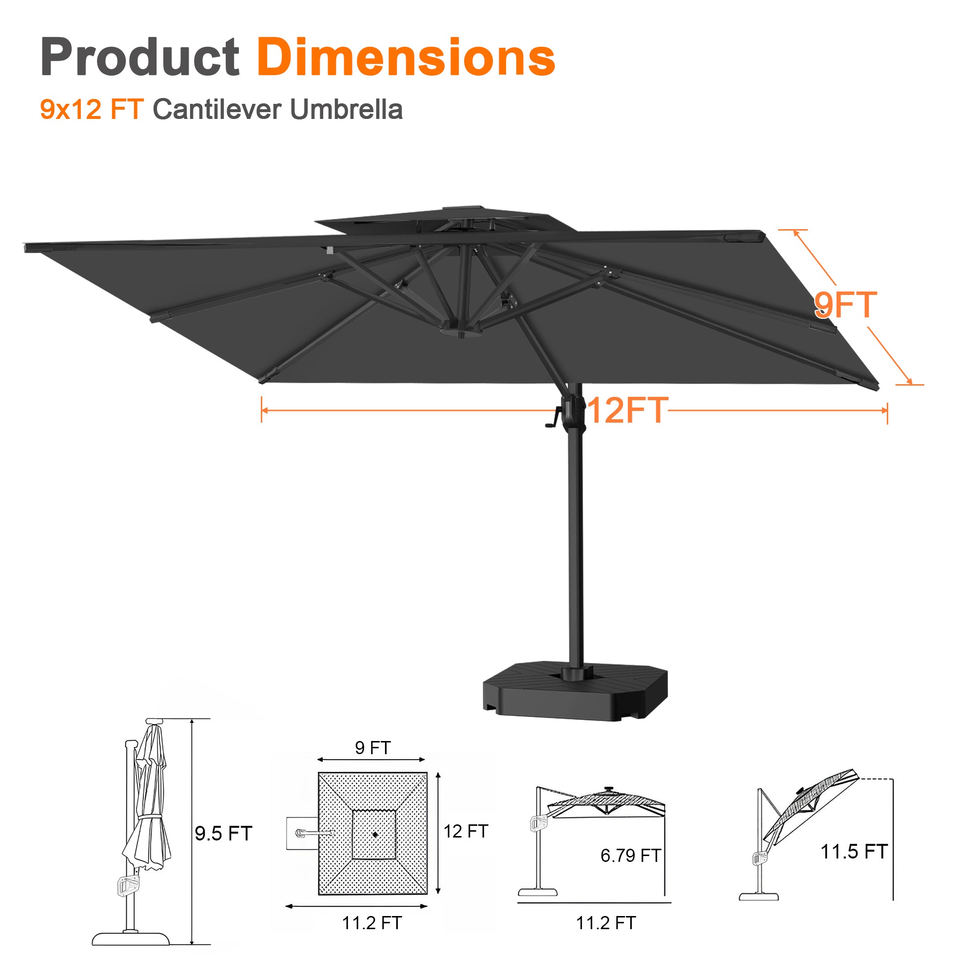 Sunvanta Auron Pro Cantilever Patio Umbrella  Reinforced Aluminum Frame for Patio & Garden