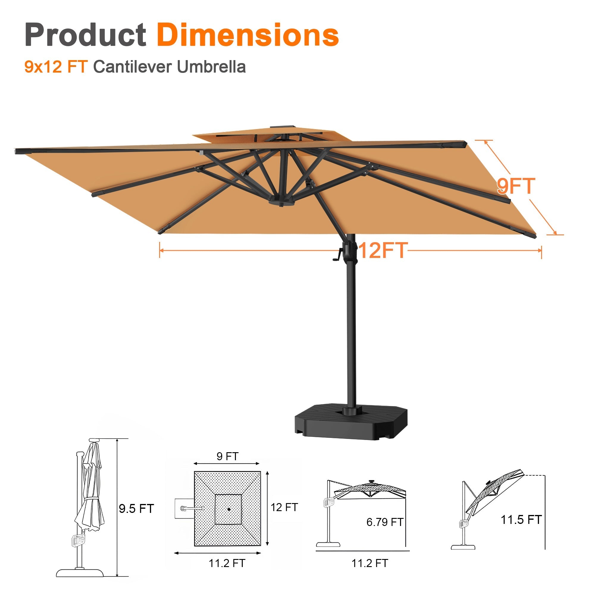 Sunvanta Auron Pro Cantilever Patio Umbrella  Reinforced Aluminum Frame for Patio & Garden