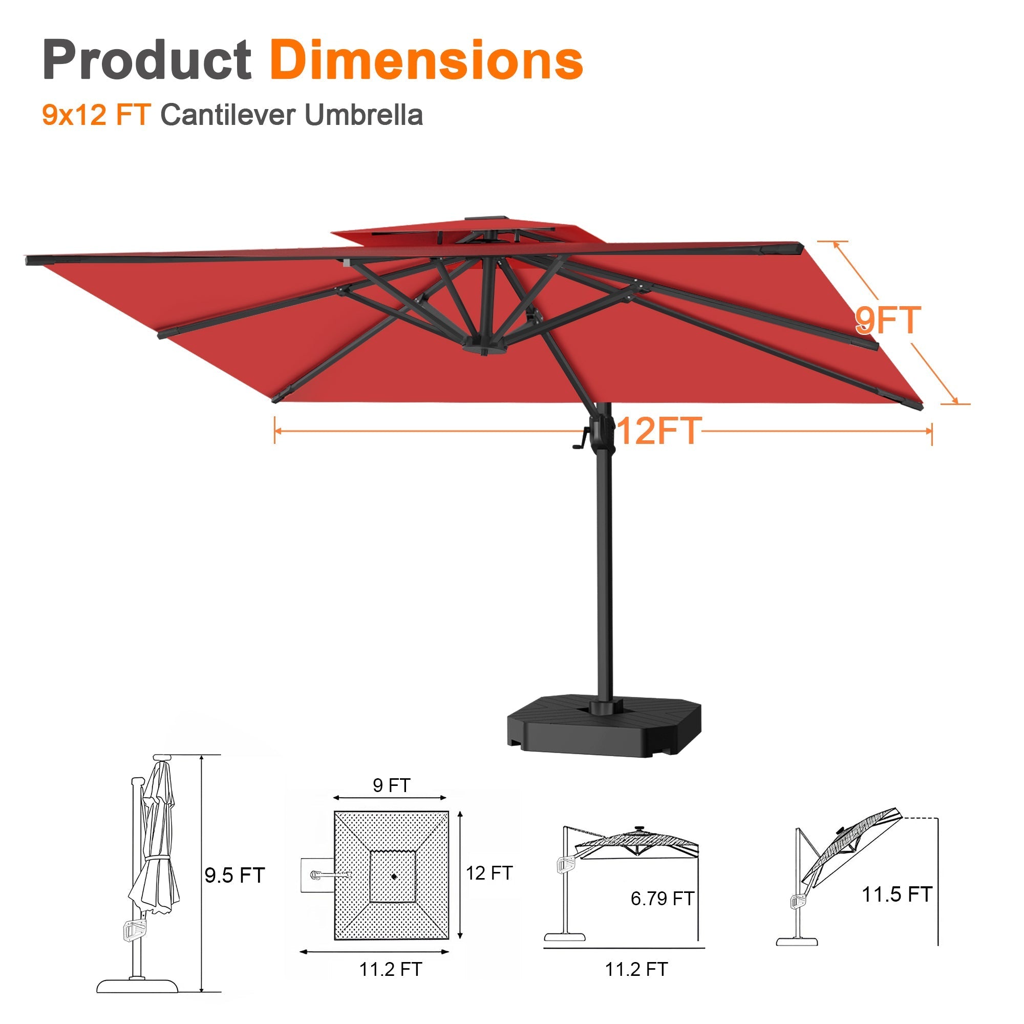 Sunvanta Auron Pro Cantilever Patio Umbrella  Reinforced Aluminum Frame for Patio & Garden