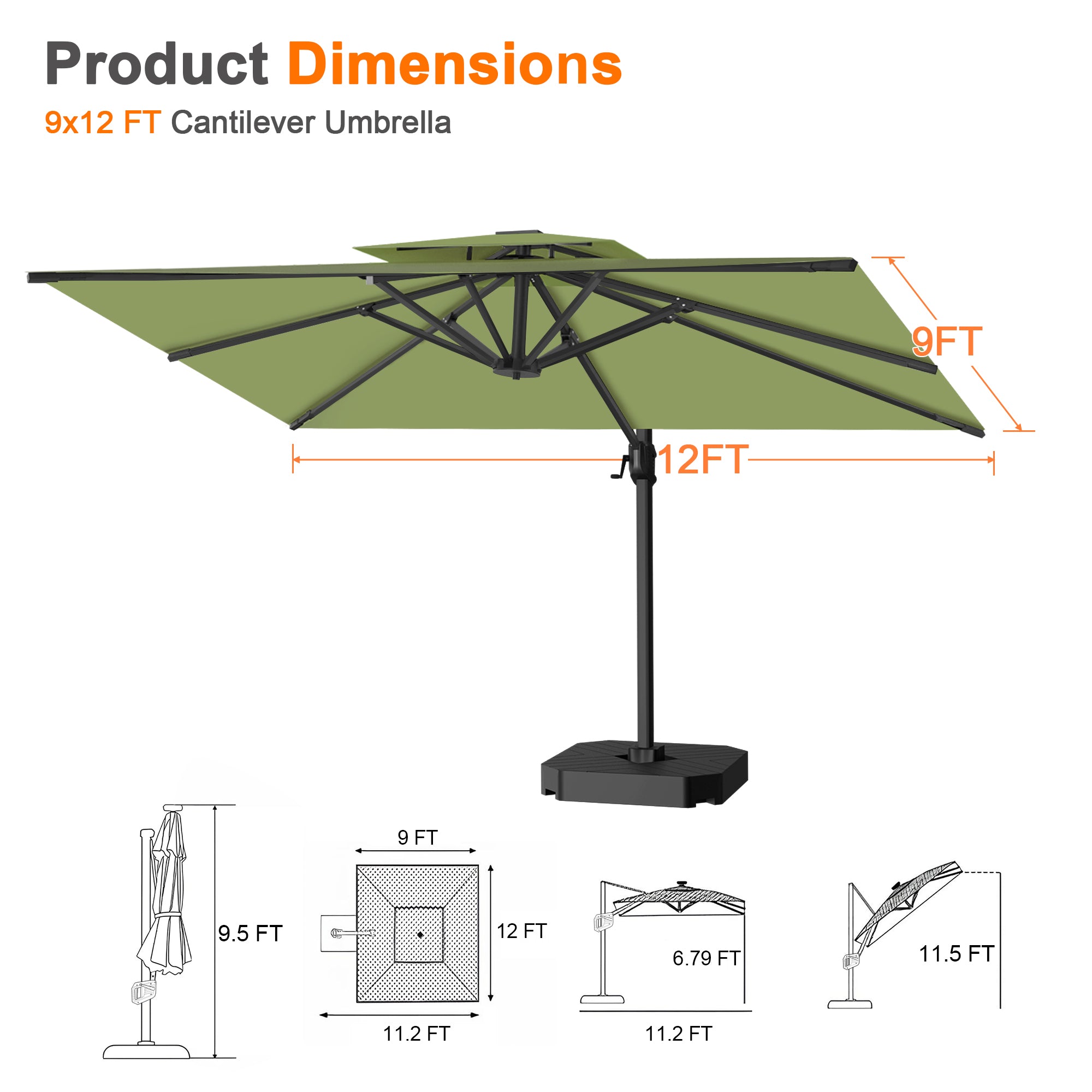 Sunvanta Auron Pro Cantilever Patio Umbrella  Reinforced Aluminum Frame for Patio & Garden