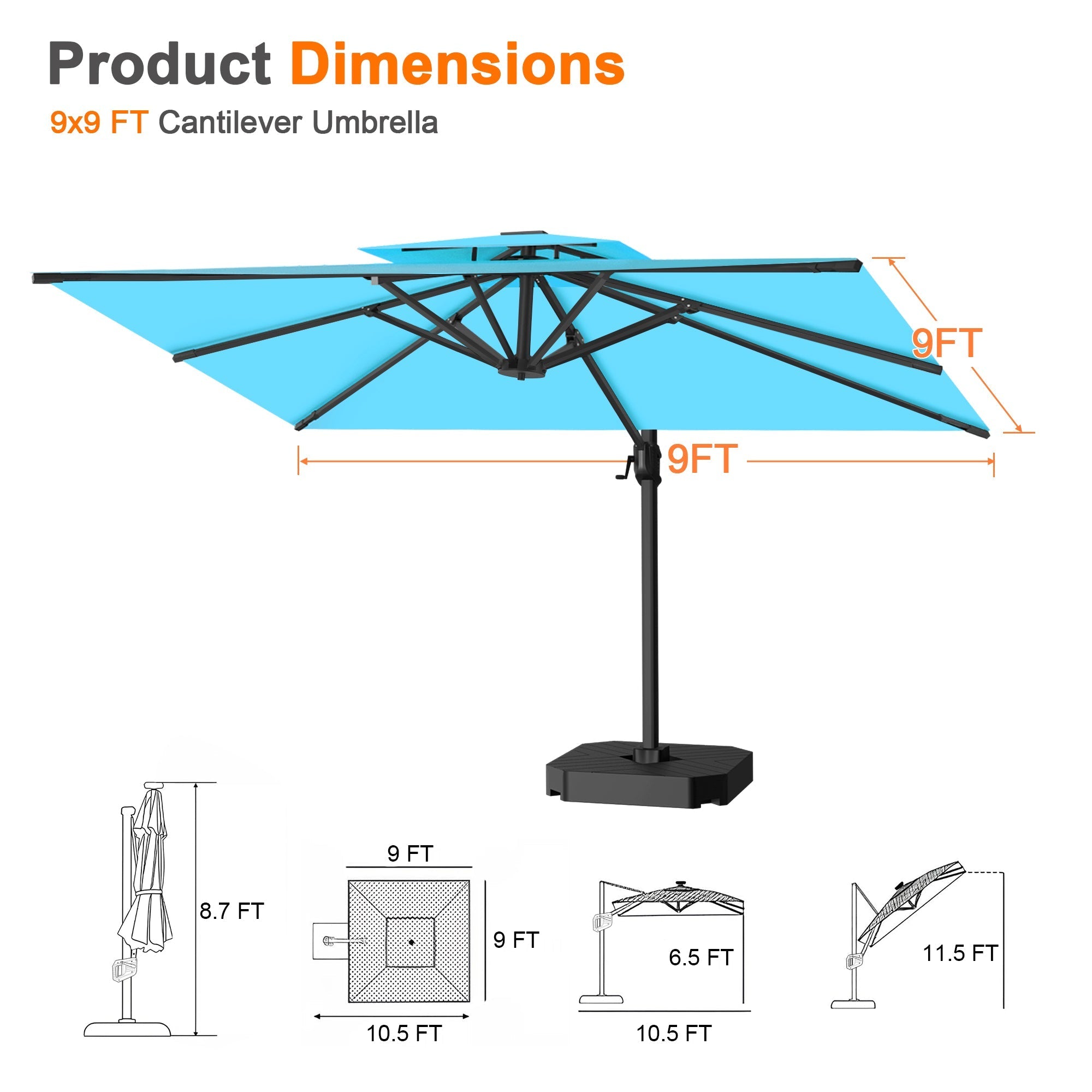 Sunvanta Auron Pro Cantilever Patio Umbrella  Reinforced Aluminum Frame for Patio & Garden