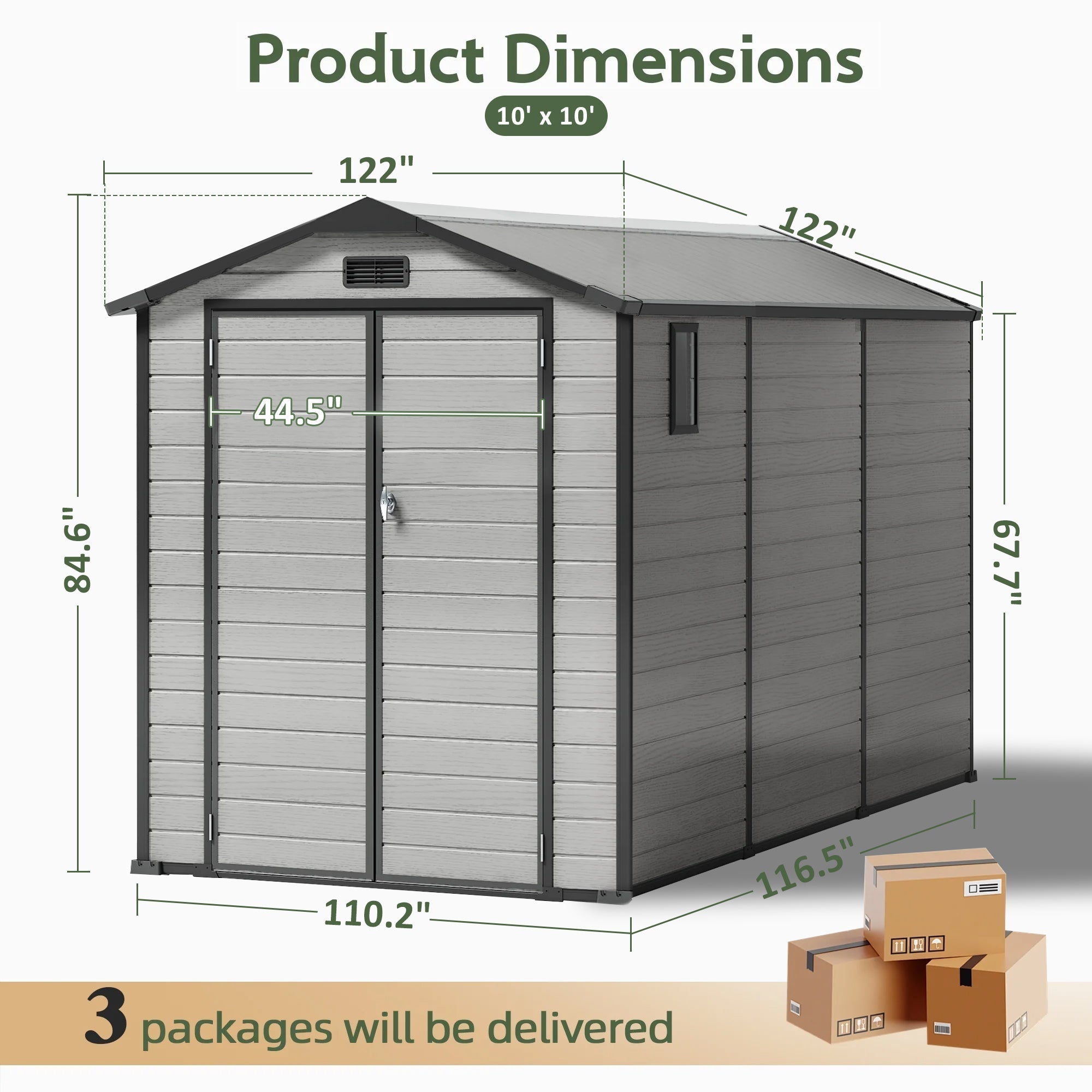 Sunvanta YardVault Resin Storage Shed with Floor – Outdoor Storage for Tools, Bikes & Garden Equipment