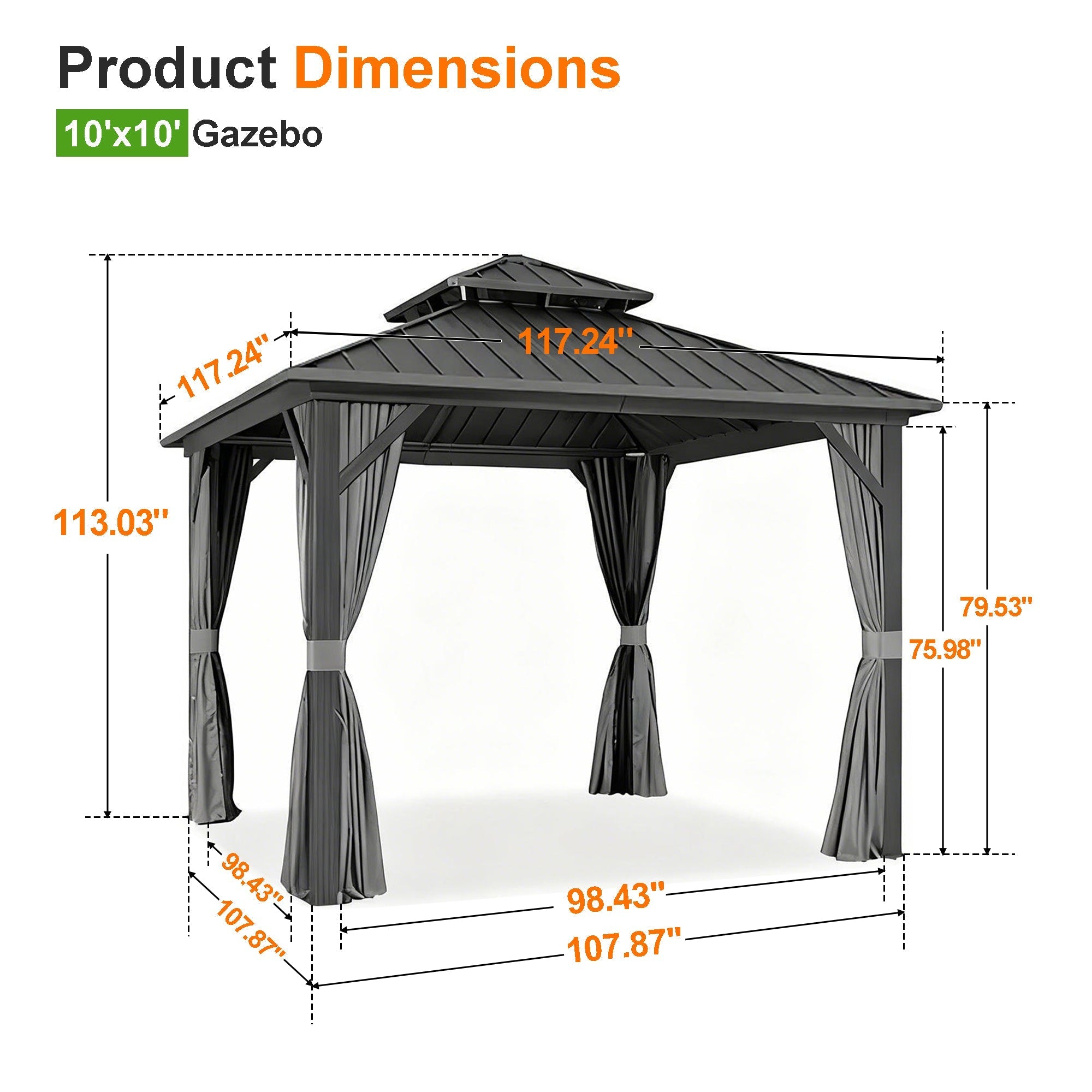 Sunvanta Haven Luxury Hardtop Gazebo with 120mm × 120mm Reinforced Aluminium Posts, Integrated Gutter System, Curtains & Netting for Patio & Alfresco Use
