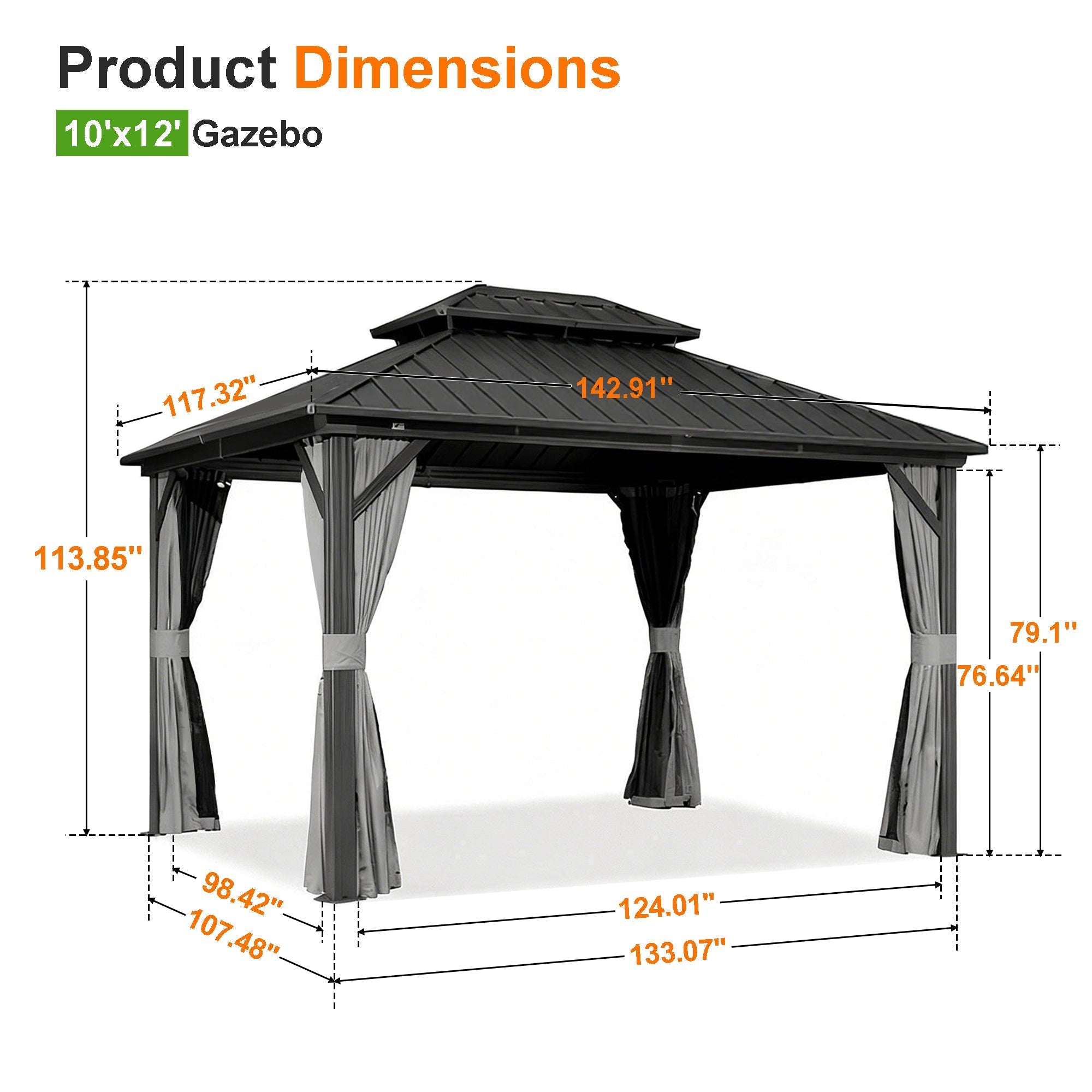 Sunvanta Haven Luxury Hardtop Gazebo with 120mm × 120mm Reinforced Aluminium Posts, Integrated Gutter System, Curtains & Netting for Patio & Alfresco Use