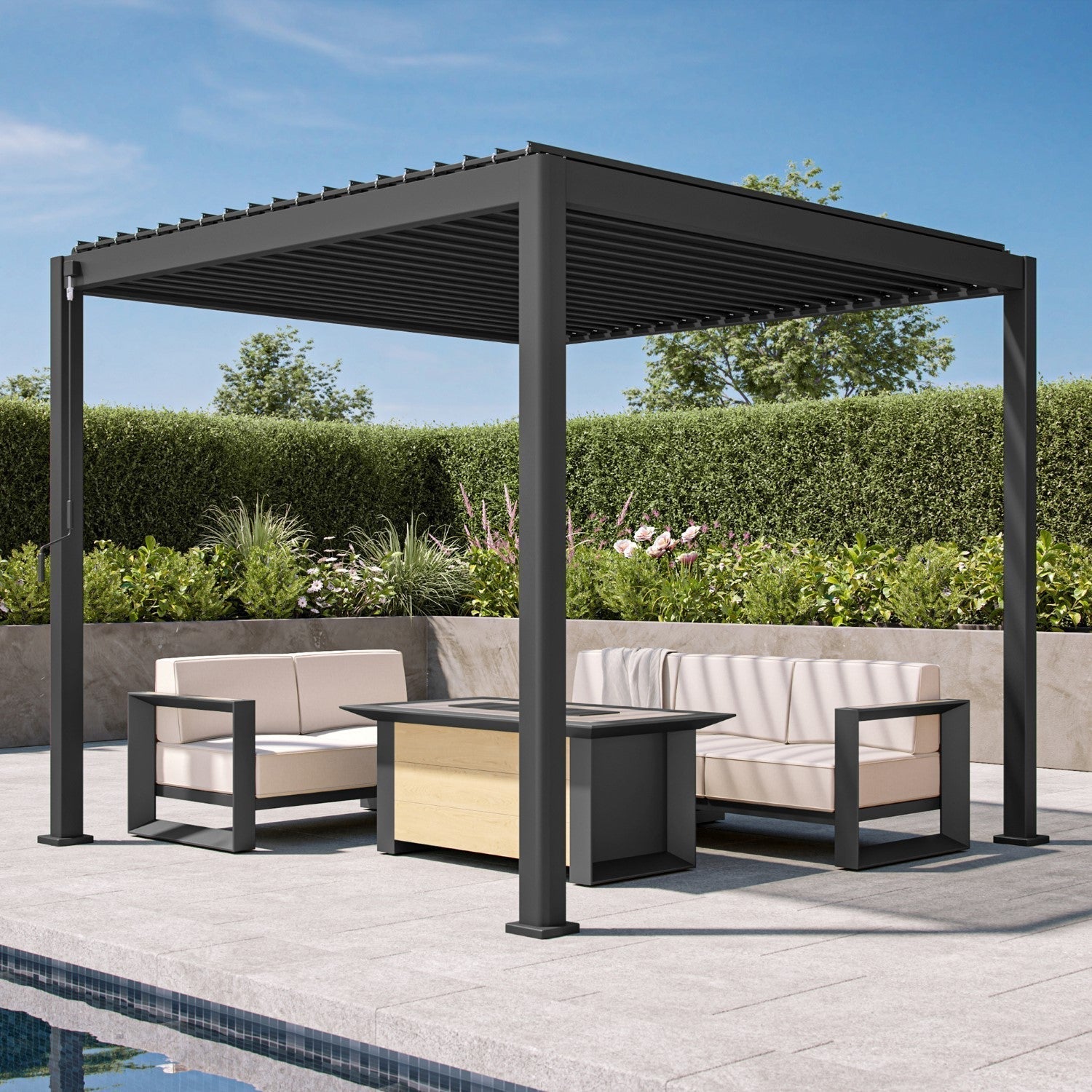 Sunvanta Atlantic™ 3m × 3m Aluminium Louvre Roof Pergola – Adjustable Louvers for Patio & Garden
