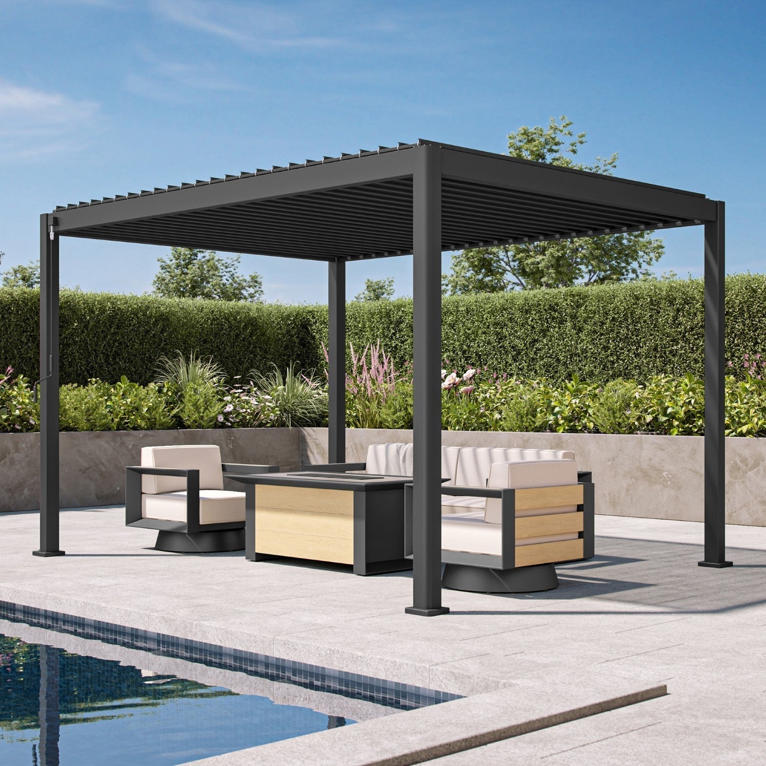 Sunvanta Atlantic™ 3m × 4m Aluminium Louvre Roof Pergola – Adjustable Louvers for Patio & Alfresco Use