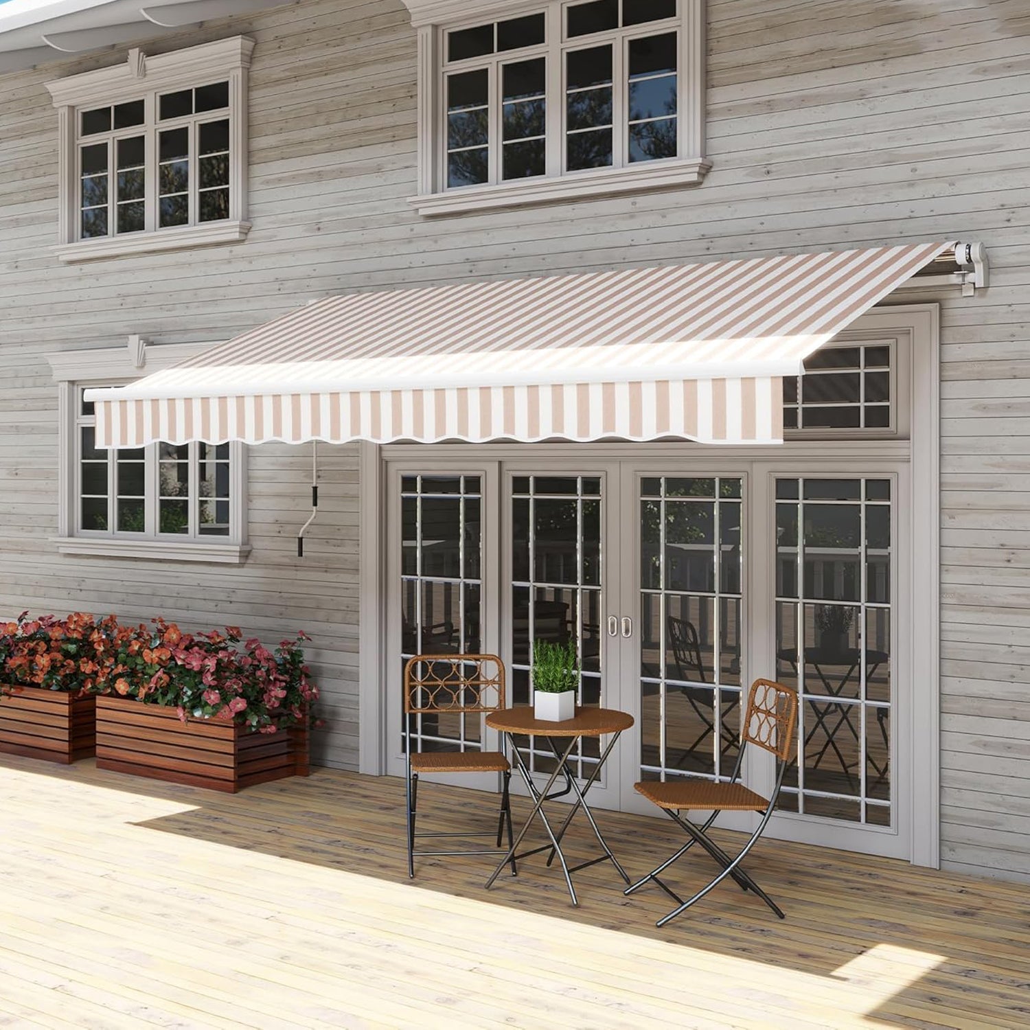 Sunvanta 3.6m × 3m Retractable Awning with Manual Crank – UV-Resistant Canopy for Patio & Balcony