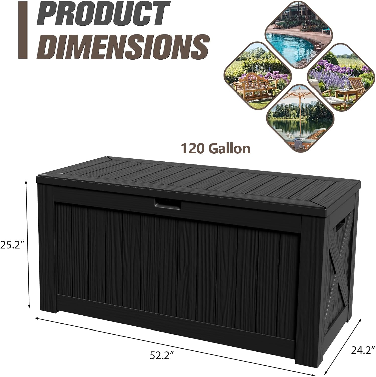 Sunvanta Resin Deck Box – Large Outdoor Storage for Patio Furniture, Garden Tools & Pool Supplies