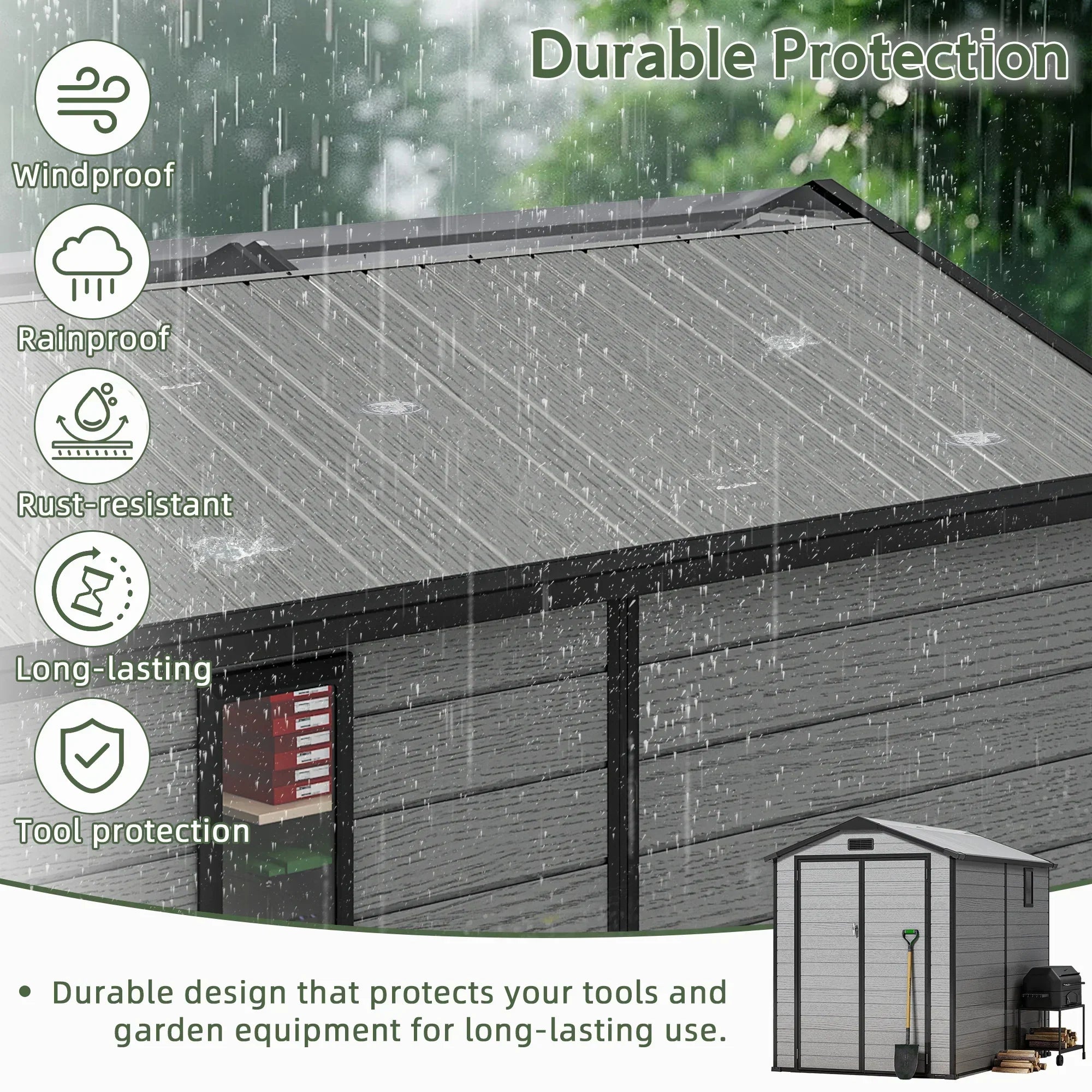 Sunvanta YardVault Resin Storage Shed with Floor – Outdoor Storage for Tools, Bikes & Garden Equipment