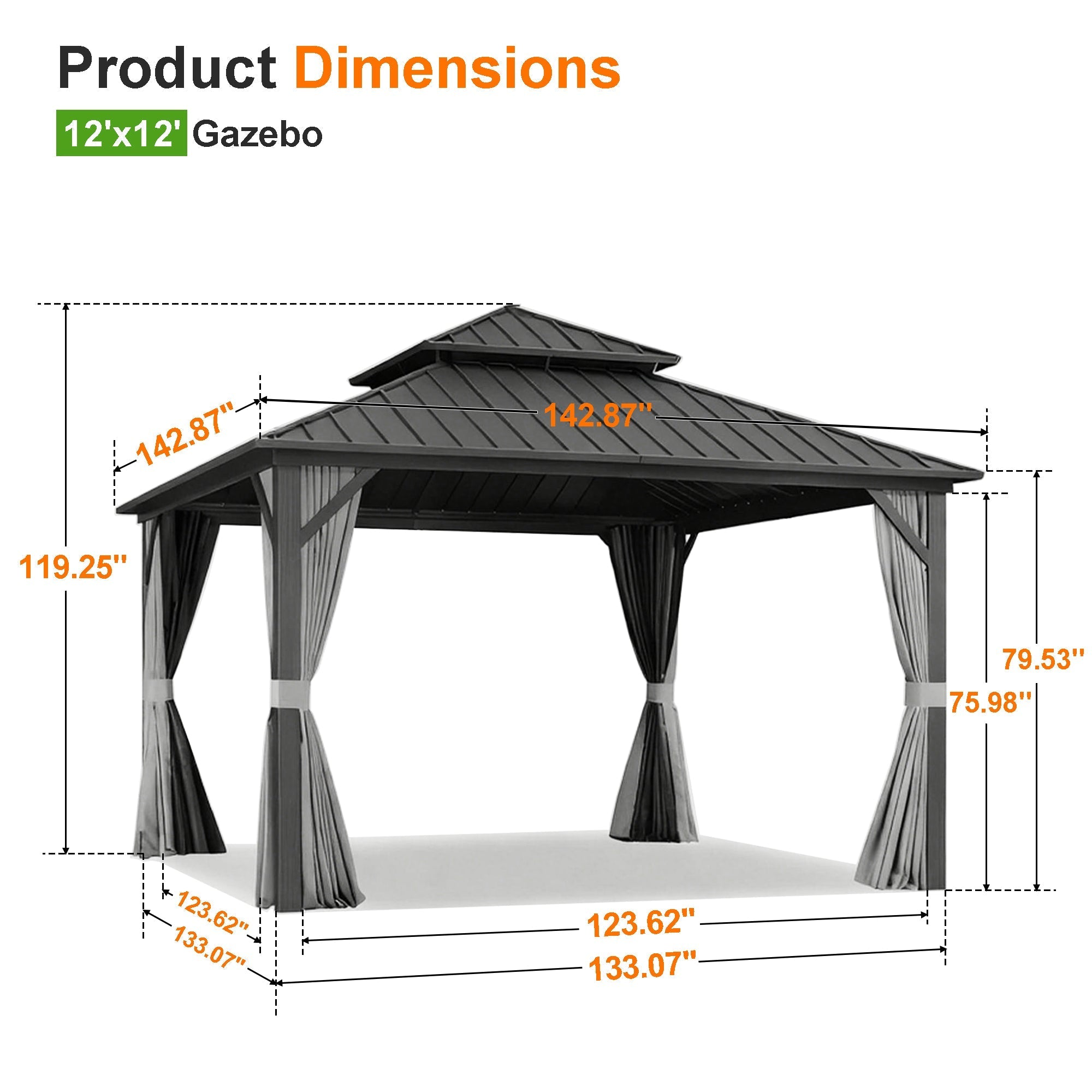 Sunvanta Haven Luxury Hardtop Gazebo with 120mm × 120mm Reinforced Aluminium Posts, Integrated Gutter System, Curtains & Netting for Patio & Alfresco Use