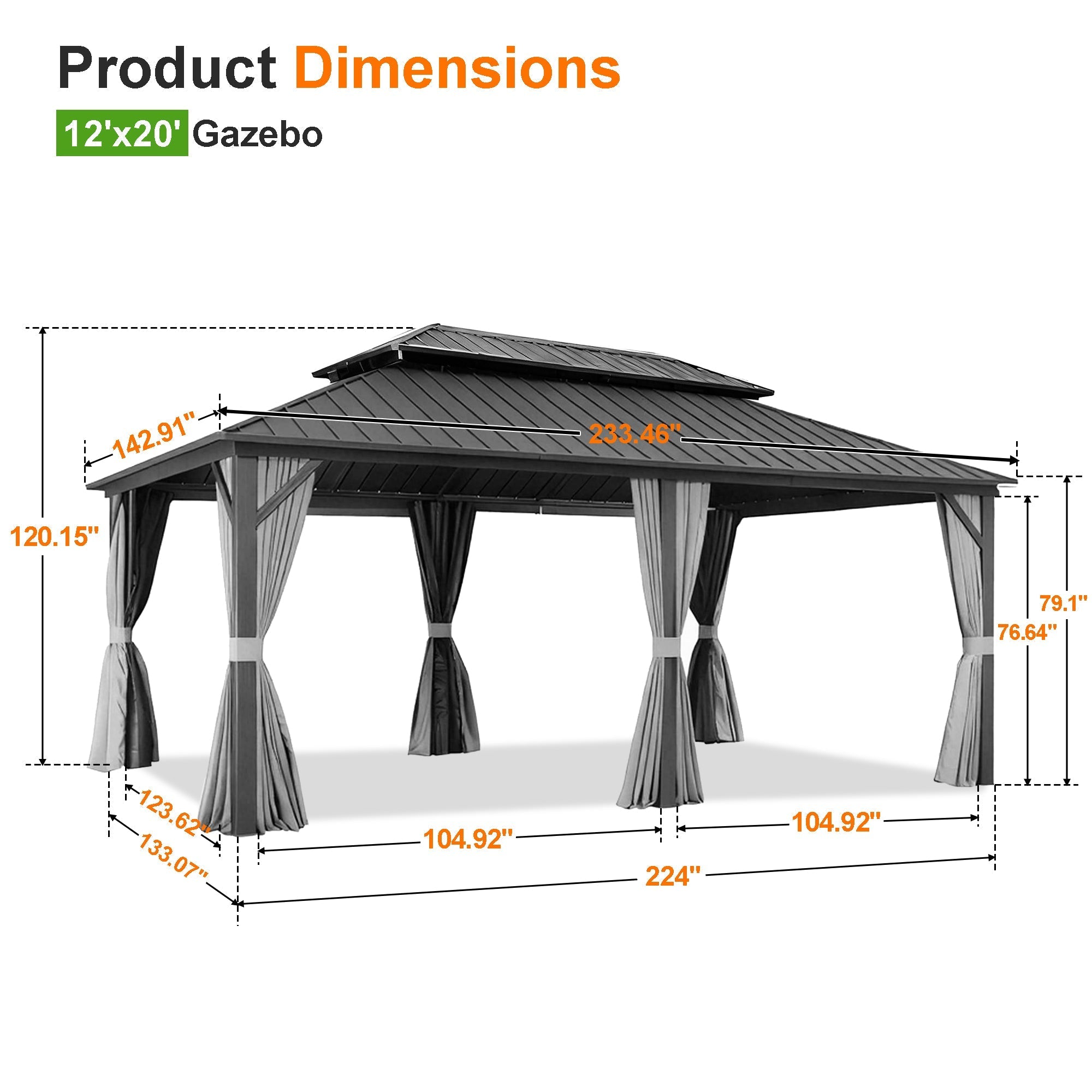 Sunvanta Haven Luxury Hardtop Gazebo with 120mm × 120mm Reinforced Aluminium Posts, Integrated Gutter System, Curtains & Netting for Patio & Alfresco Use
