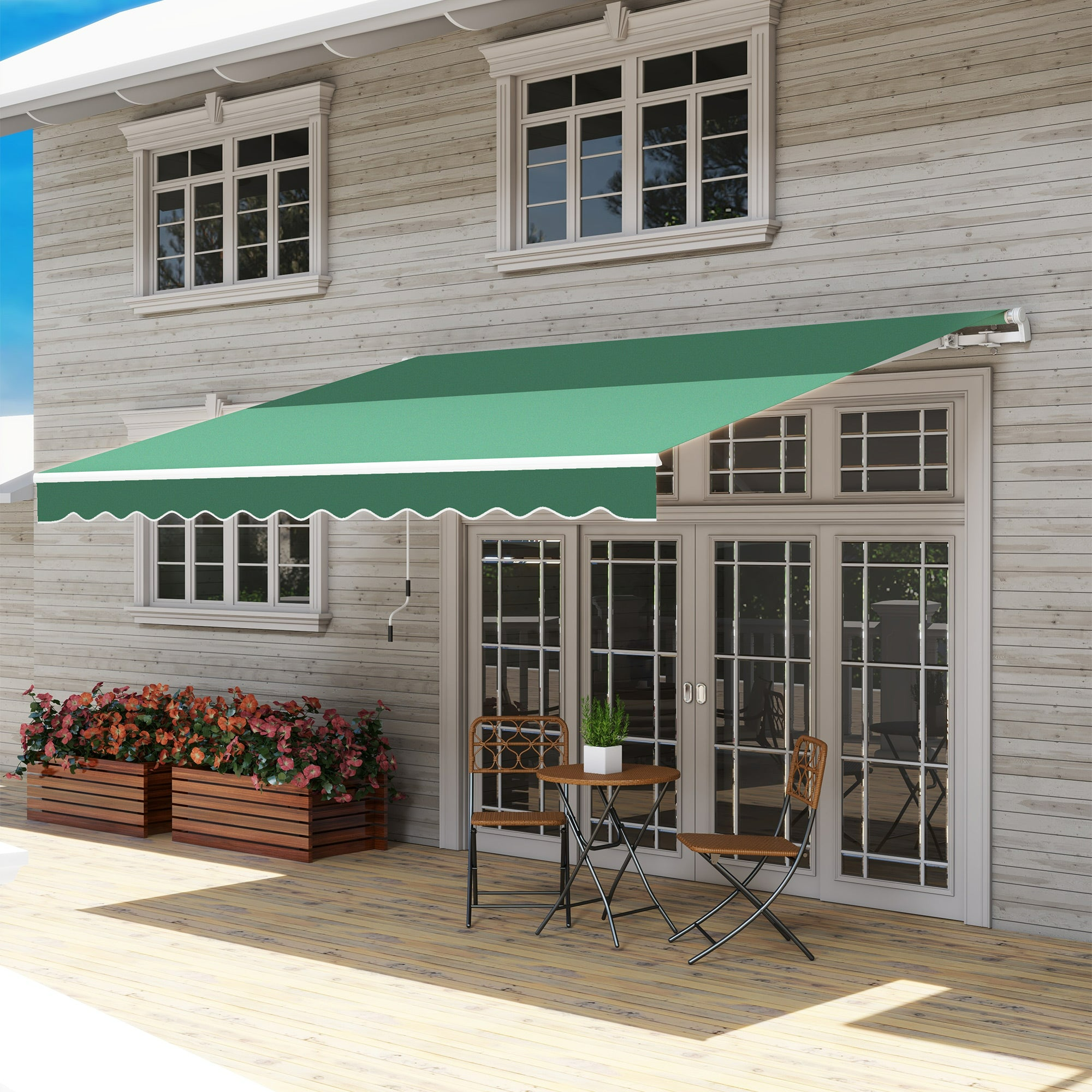 Sunvanta 3.6m × 3m Retractable Awning with Manual Crank – UV-Resistant Canopy for Patio & Balcony