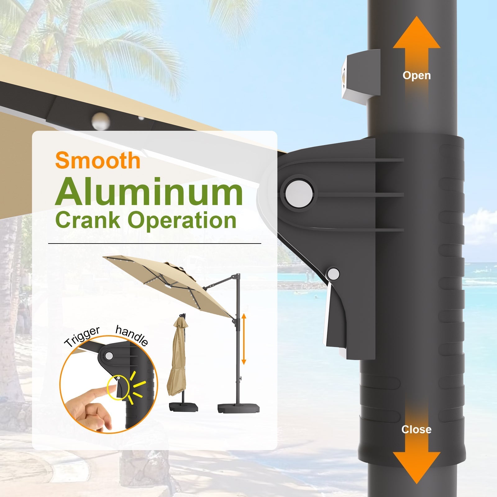 Sunvanta Auron Pro™ Round Cantilever Patio Umbrella with Solar LED Lights