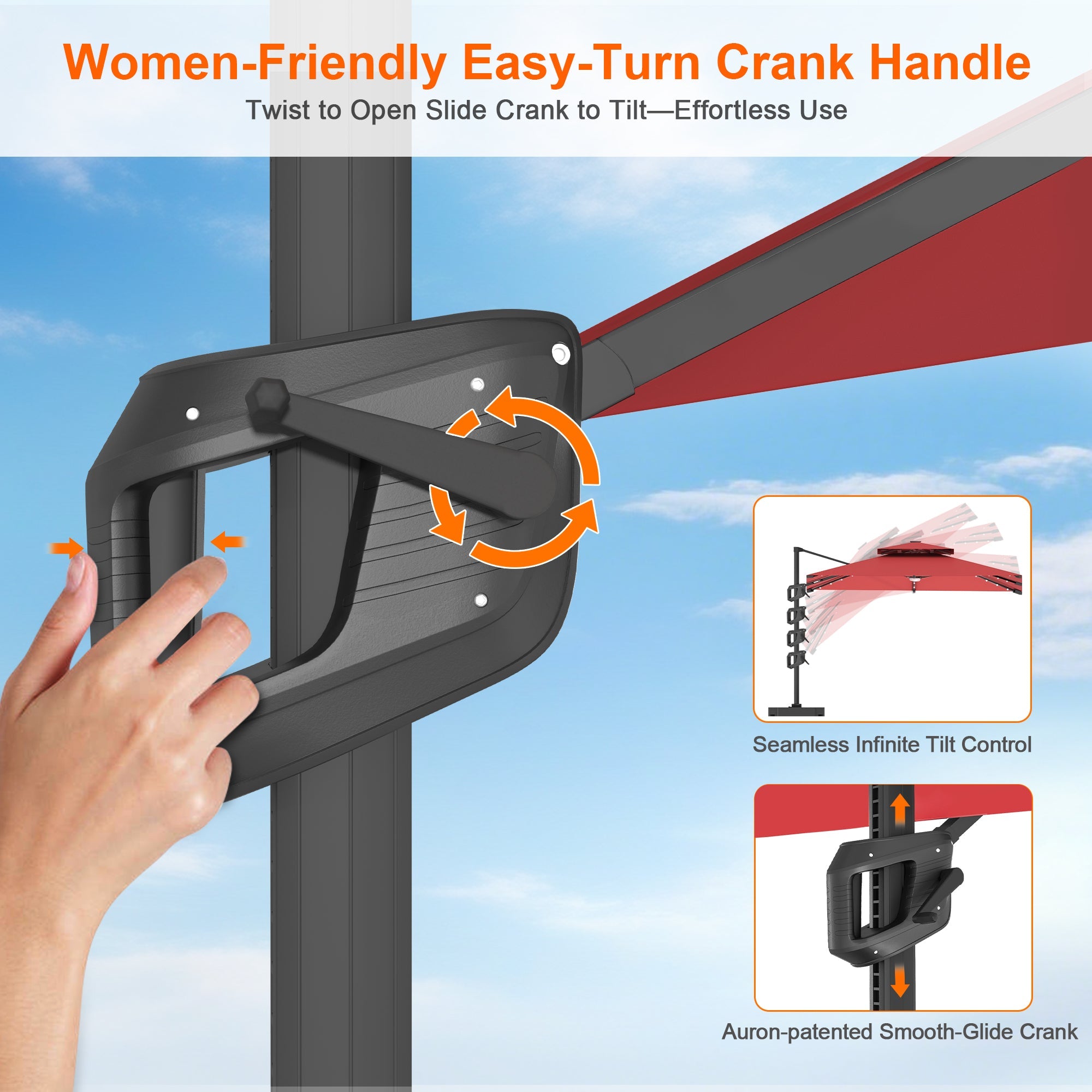 Sunvanta Auron Pro Cantilever Umbrella with Built-In LED Lighting and Reinforced Aluminum Frame for Patio & Garden Use