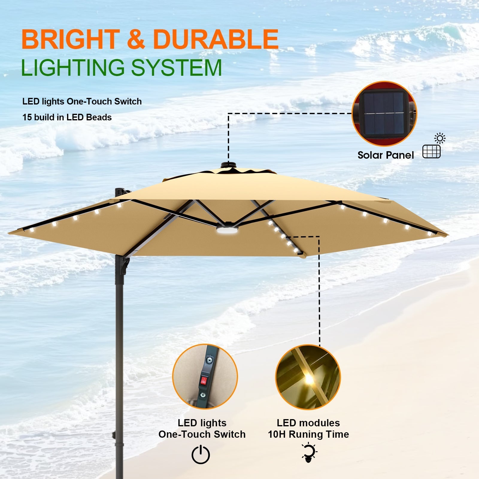 Sunvanta Auron Pro™ Round Cantilever Patio Umbrella with Solar LED Lights