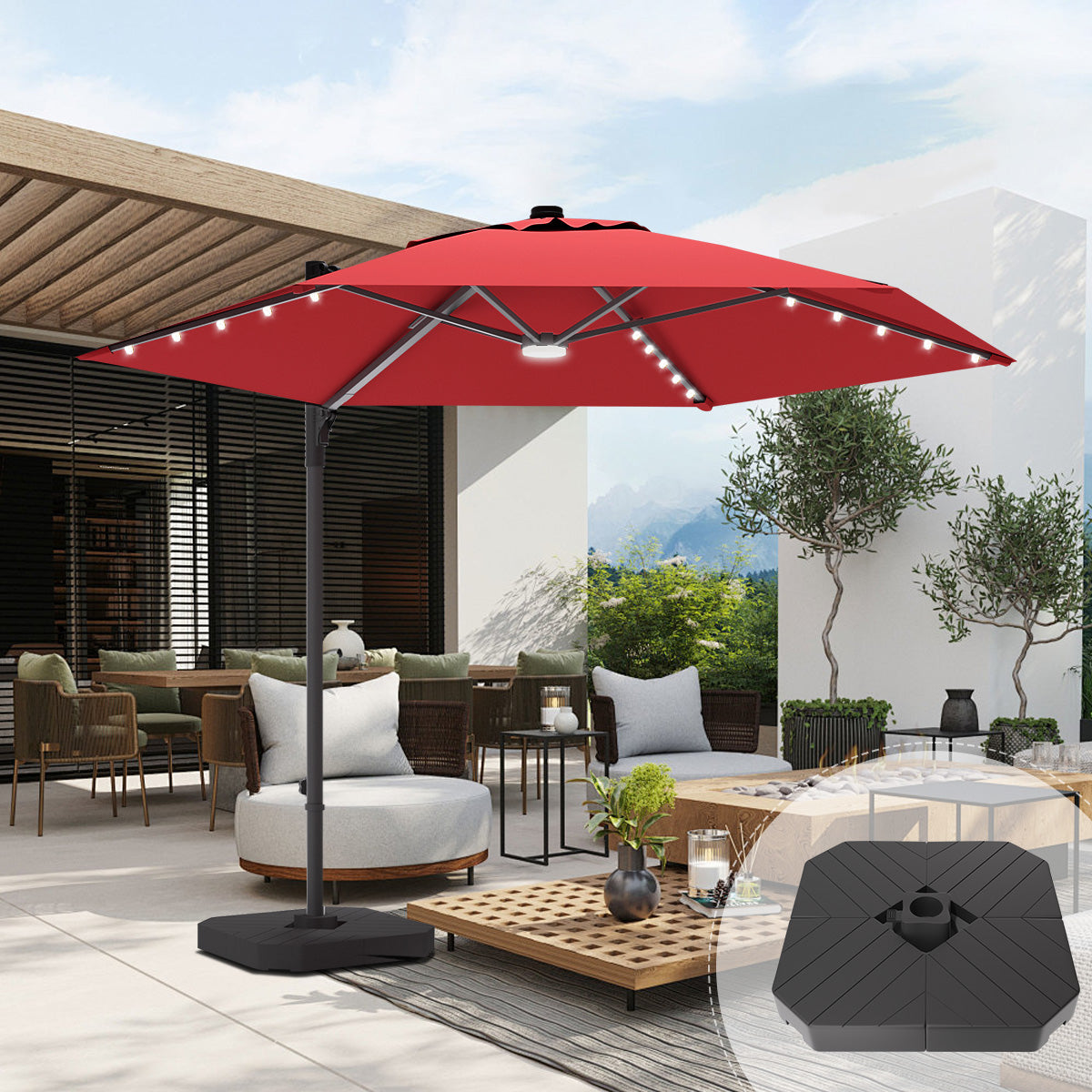 Sunvanta Auron Pro™ Round Cantilever Patio Umbrella with Solar LED Lights