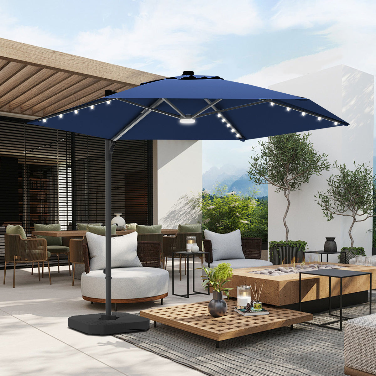 Sunvanta Auron Pro™ Round Cantilever Patio Umbrella with Solar LED Lights