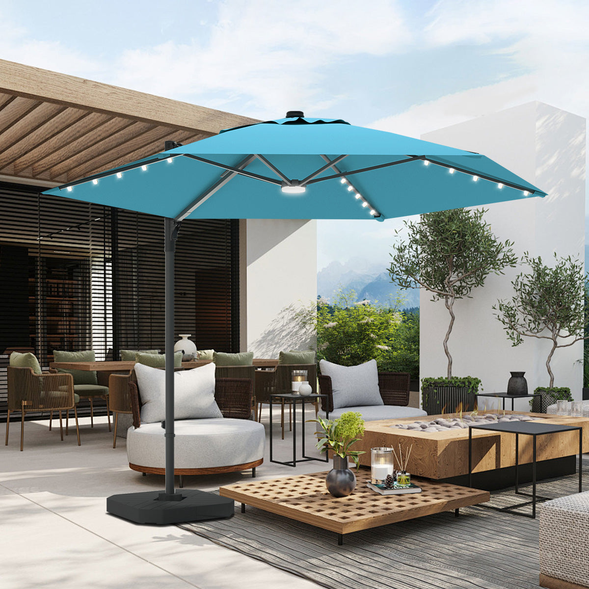 Sunvanta Auron Pro™ Round Cantilever Patio Umbrella with Solar LED Lights
