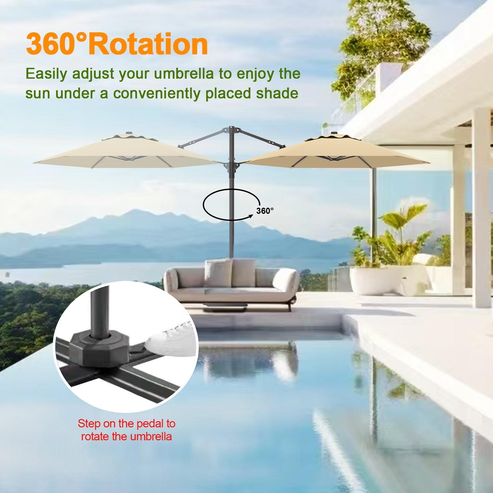 Sunvanta Auron Pro™ Round Cantilever Patio Umbrella with Solar LED Lights
