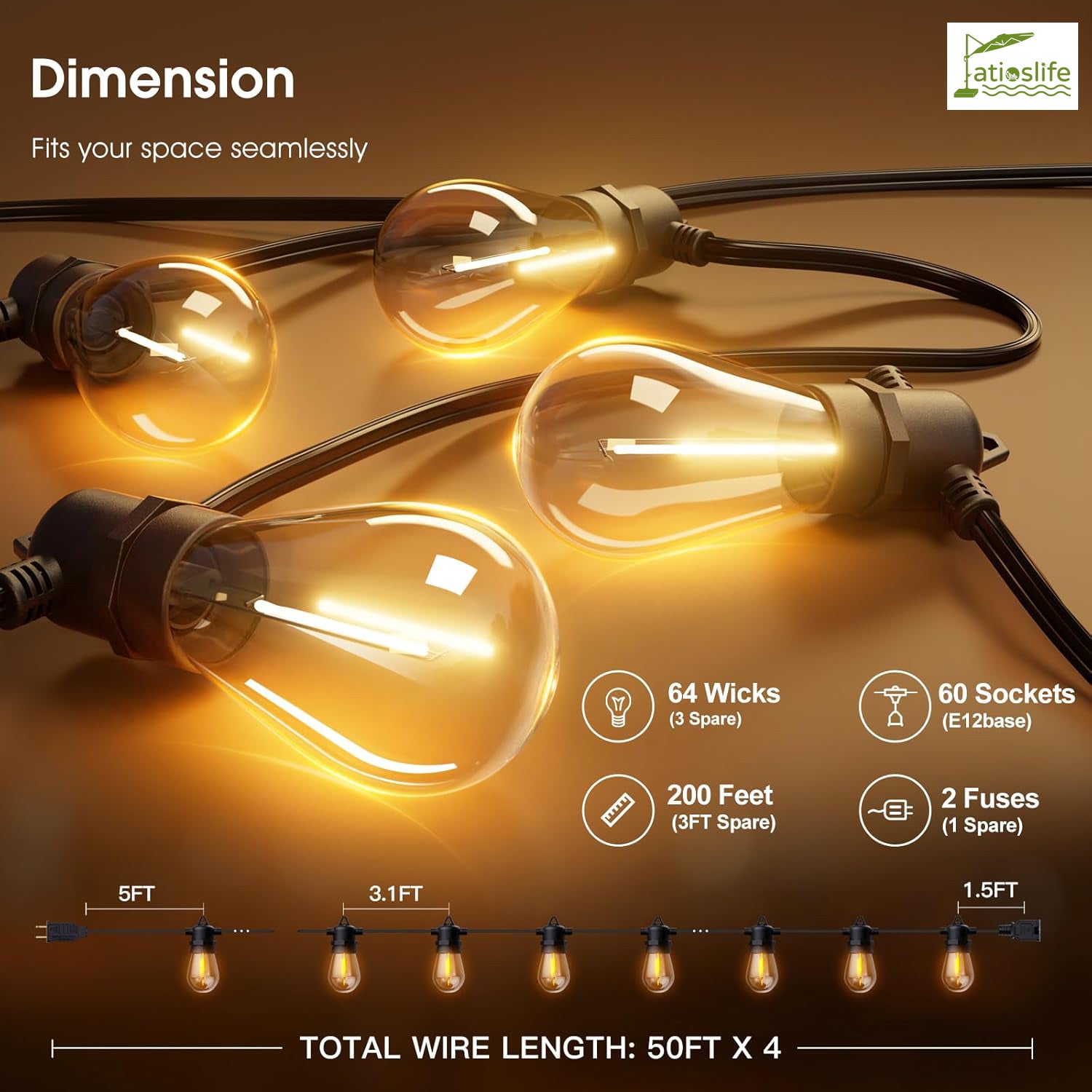 Sunvanta™ Umbrella & Gazebo LED Light Kit – Battery-Powered Ambient Lighting with Remote