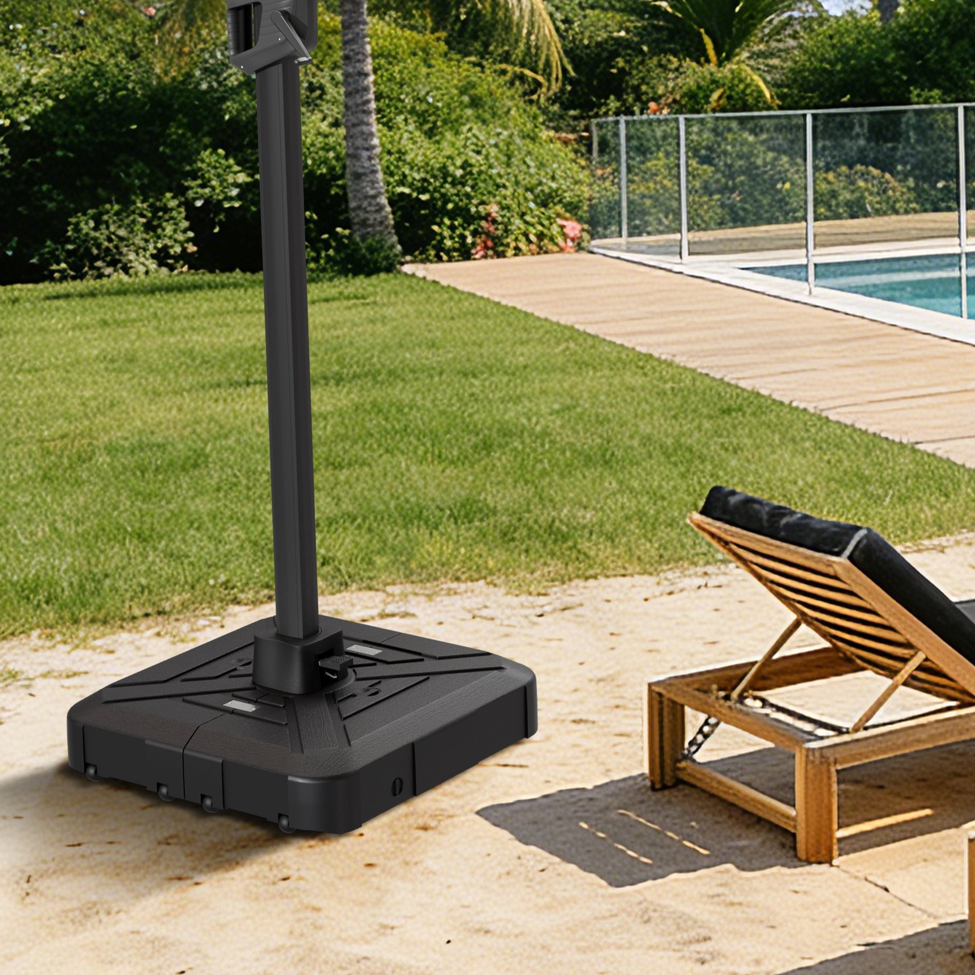 Sunvanta™ Auron Series Cantilever Umbrella Base with Wheels – 110–200 kg HDPE Refillable Outdoor Weight Stand