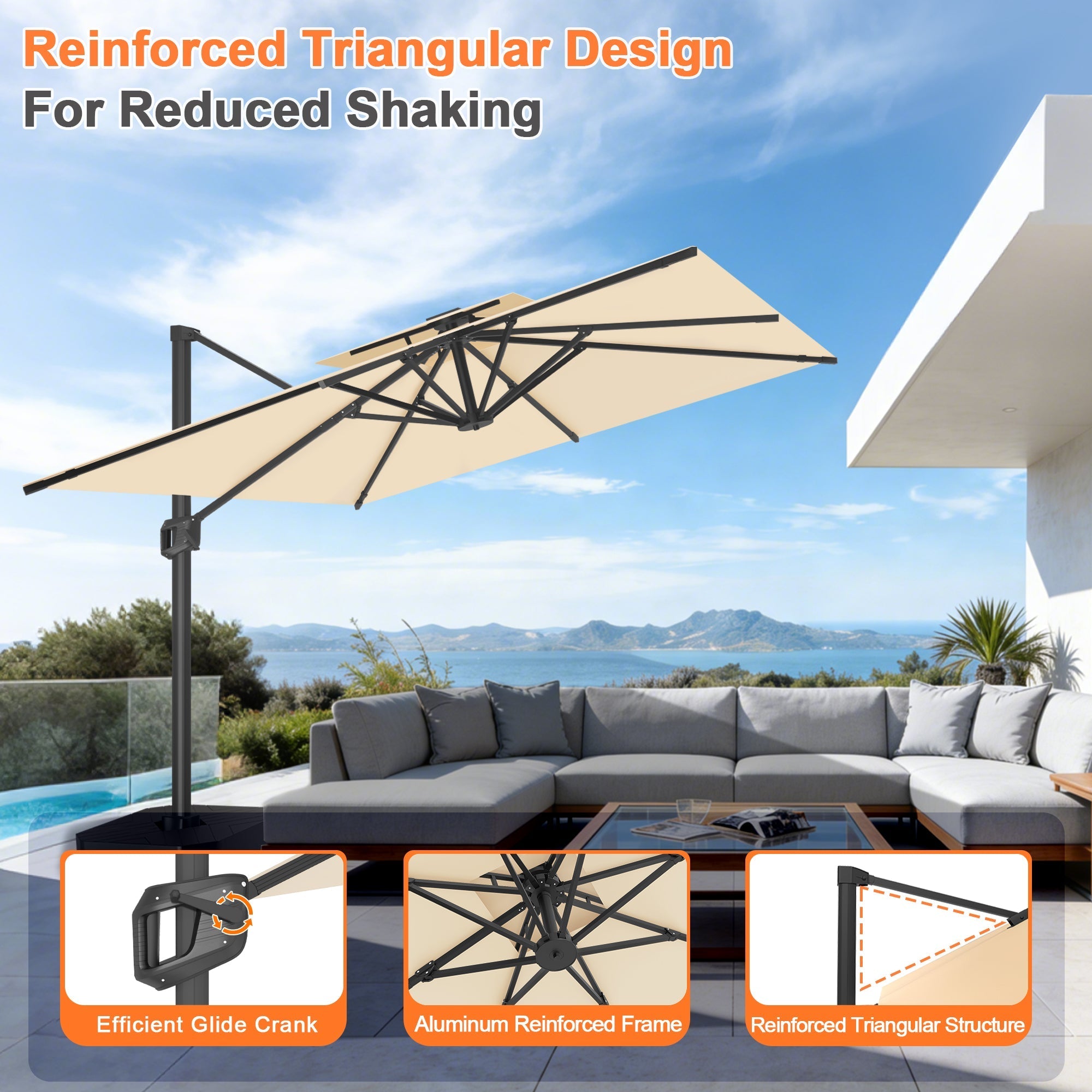 Sunvanta Auron Pro Cantilever Patio Umbrella  Reinforced Aluminum Frame for Patio & Garden