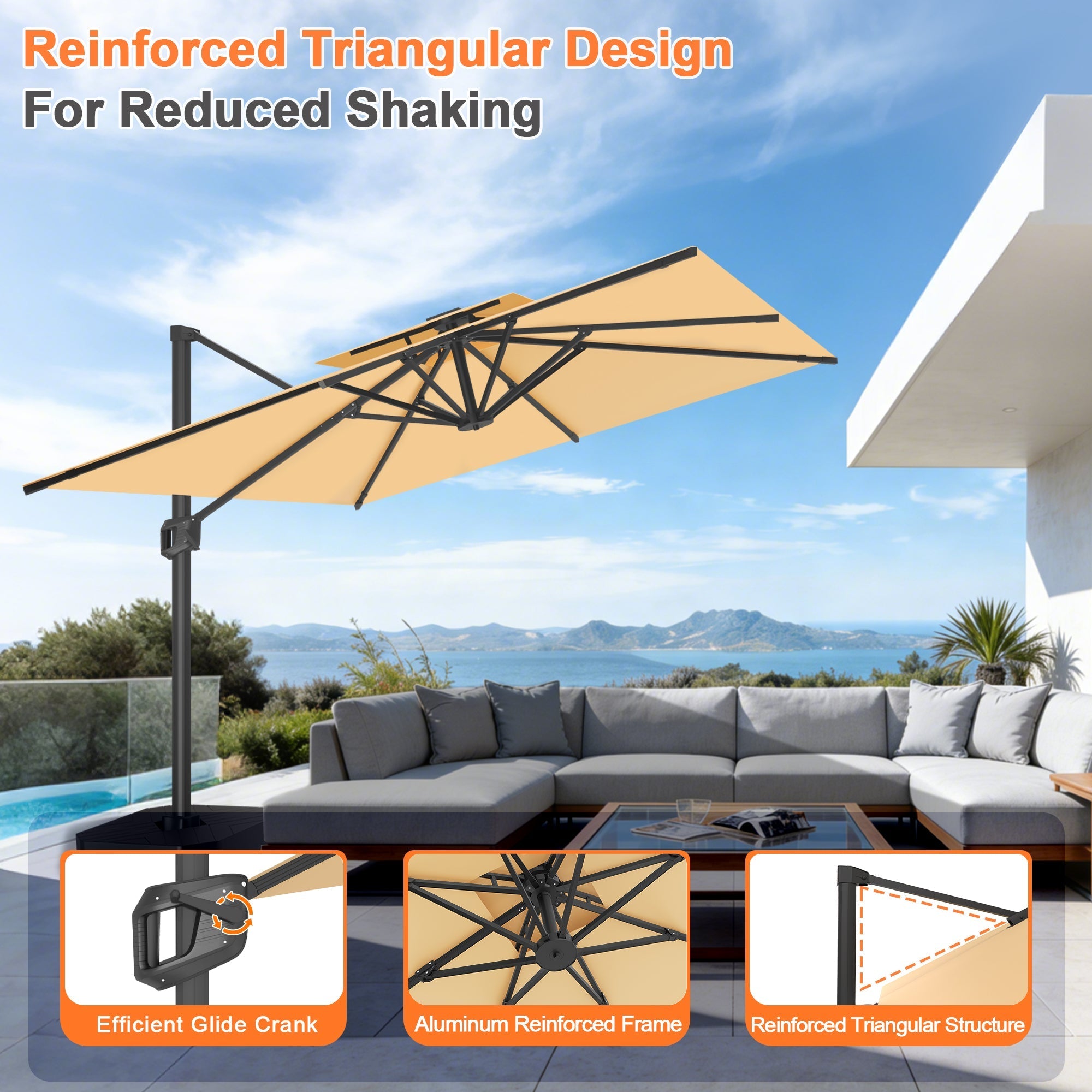 Sunvanta Auron Pro Cantilever Patio Umbrella  Reinforced Aluminum Frame for Patio & Garden