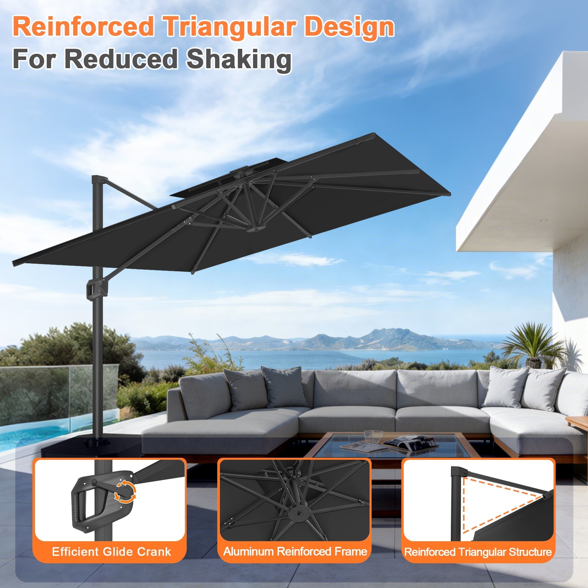 Sunvanta Auron Pro Cantilever Patio Umbrella  Reinforced Aluminum Frame for Patio & Garden