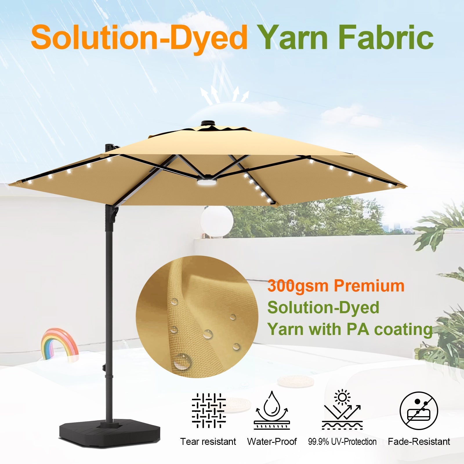 Sunvanta Auron Pro™ Round Cantilever Patio Umbrella with Solar LED Lights