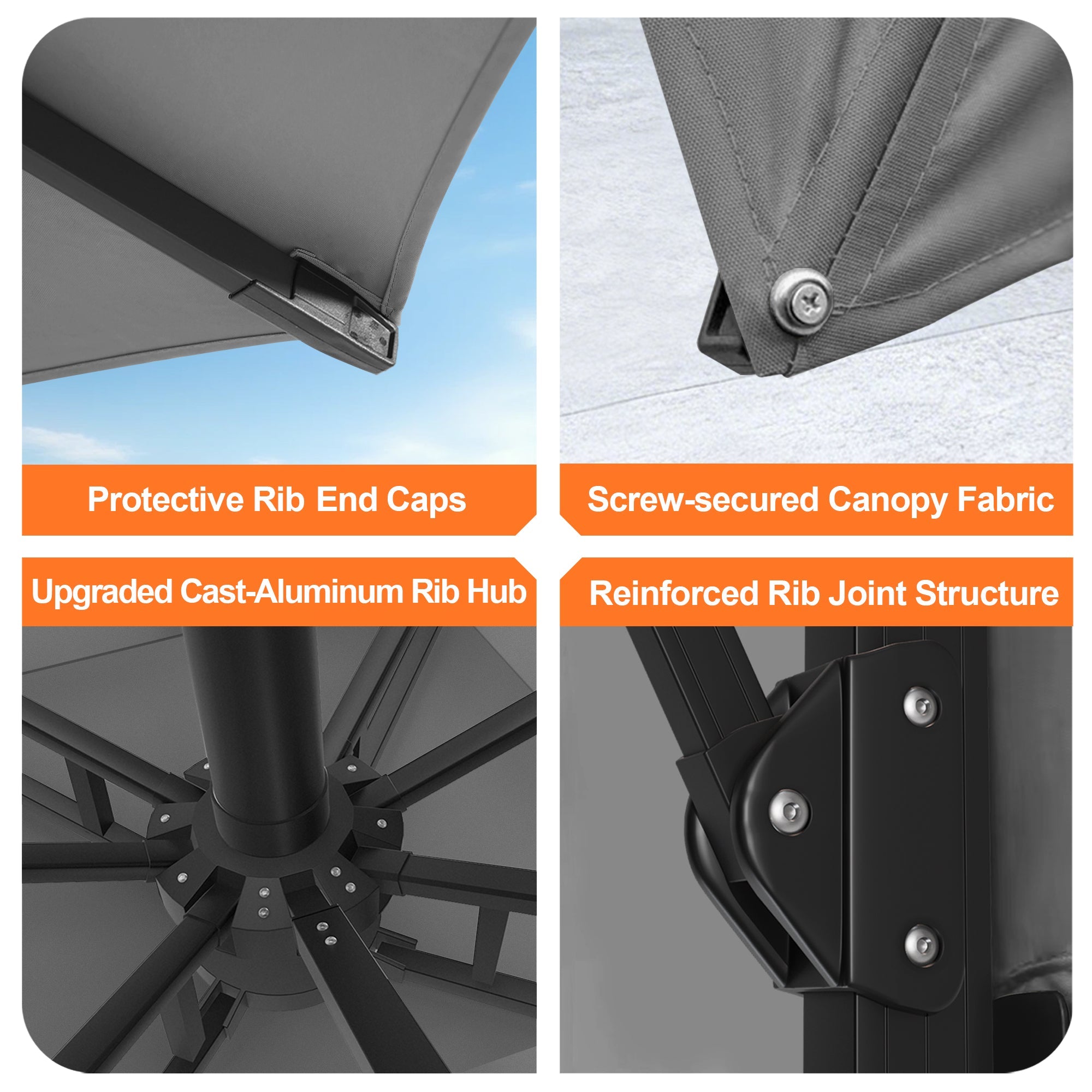 Sunvanta Auron Pro Cantilever Umbrella with Built-In LED Lighting and Reinforced Aluminum Frame for Patio & Garden Use