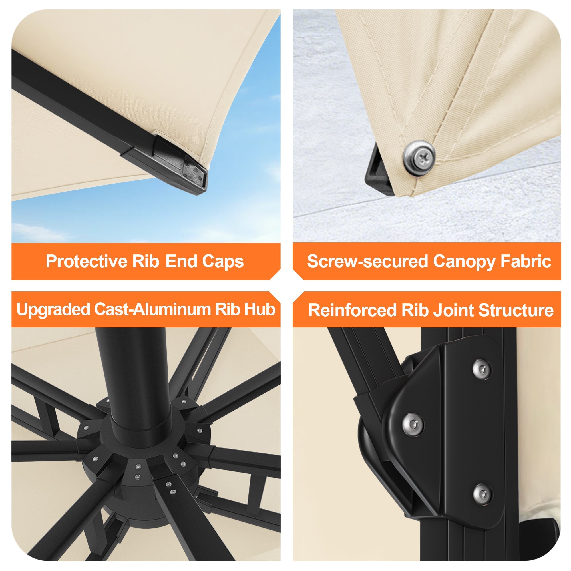 Sunvanta Auron Pro Cantilever Umbrella with Built-In LED Lighting and Reinforced Aluminum Frame for Patio & Garden Use