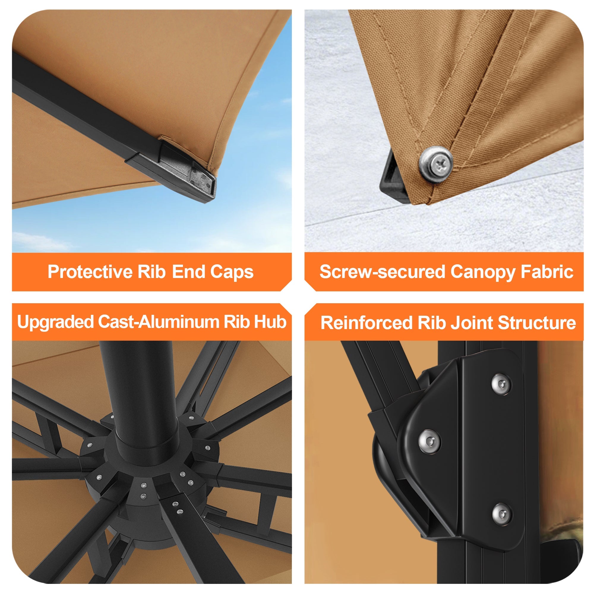 Sunvanta Auron Pro Cantilever Umbrella with Built-In LED Lighting and Reinforced Aluminum Frame for Patio & Garden Use