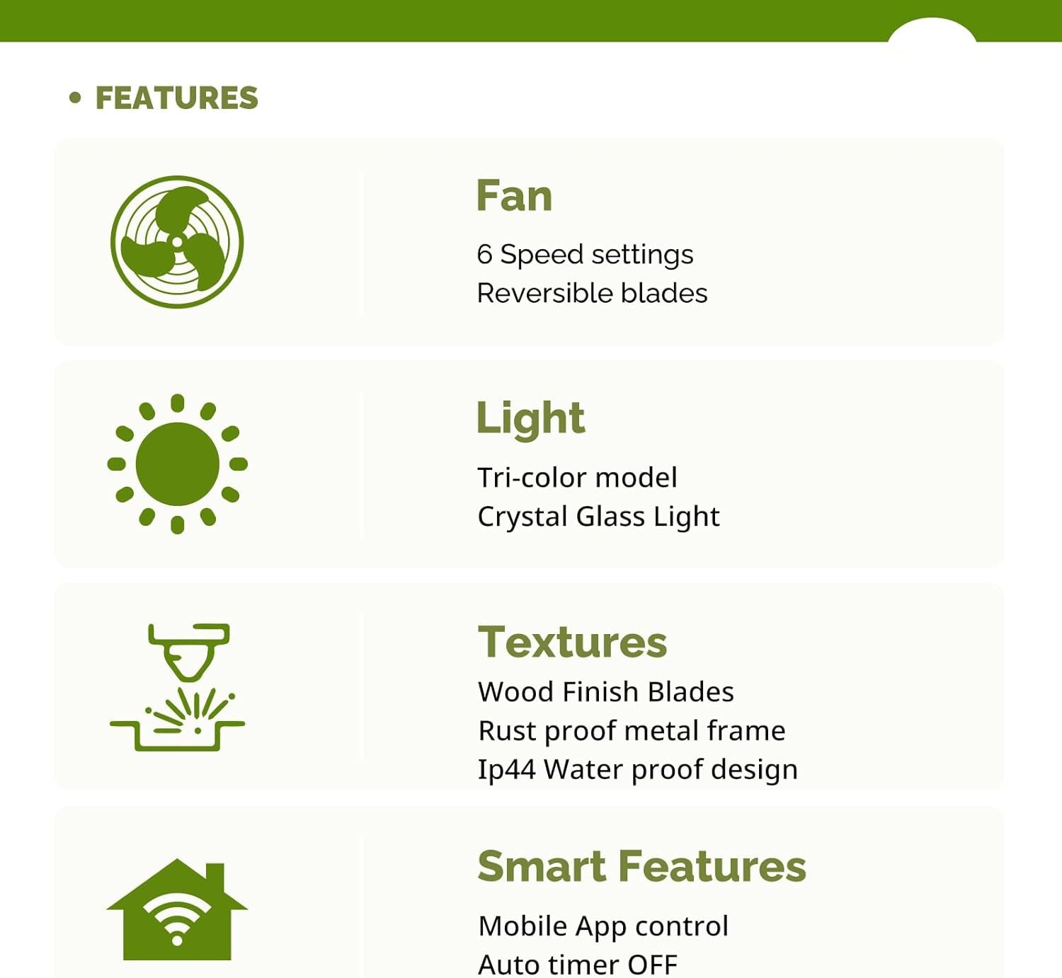 Sunvanta Outdoor Ceiling Fan with Light – Waterproof Gazebo Fan with Remote for Patio & Pergola