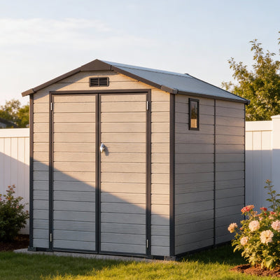 Sunvanta 1.9m × 2.5m Resin Storage Shed with Floor – Weather-Resistant Garden Shed for Tools, Bikes & Lawn Equipment