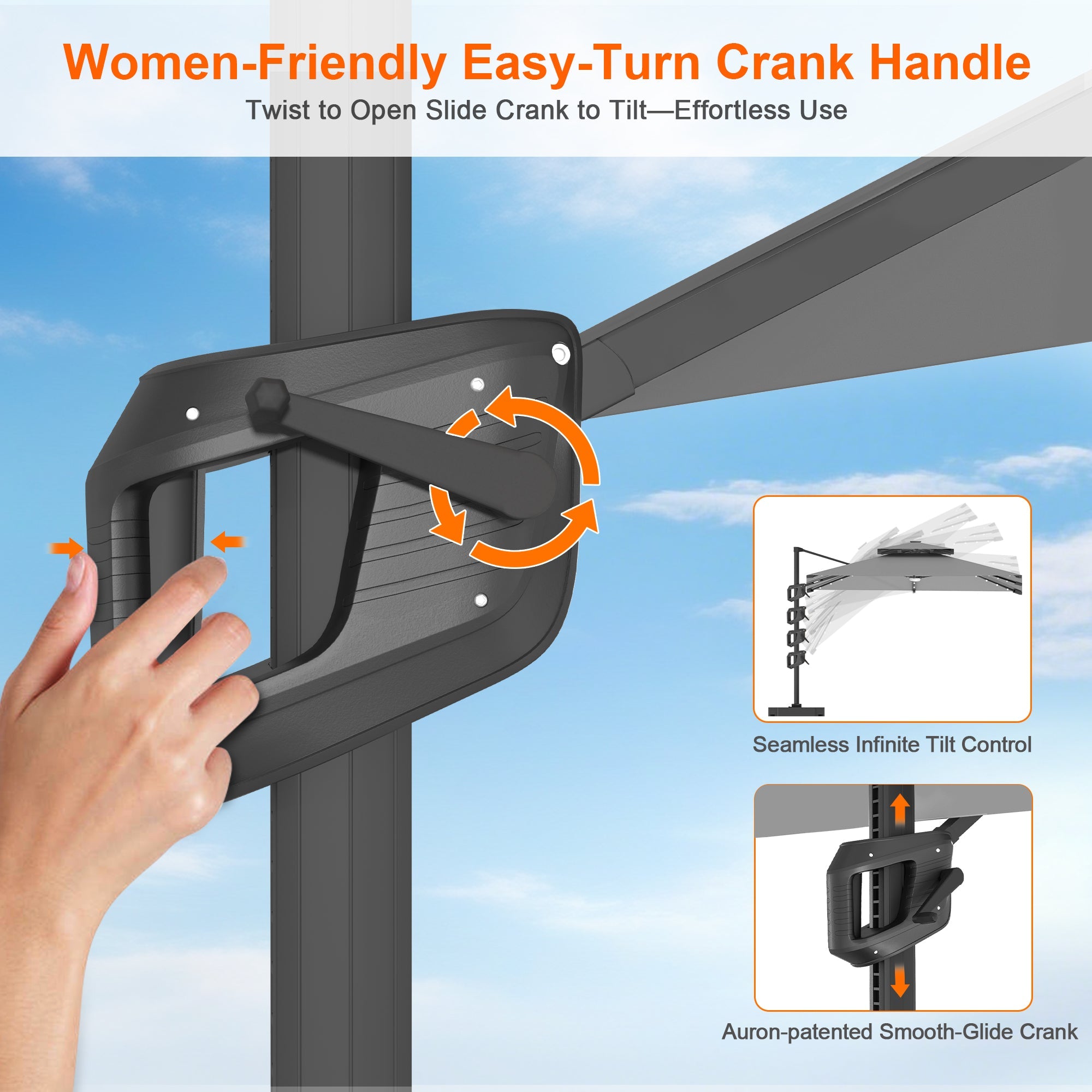 Sunvanta Auron Pro Cantilever Umbrella with Built-In LED Lighting and Reinforced Aluminum Frame for Patio & Garden Use