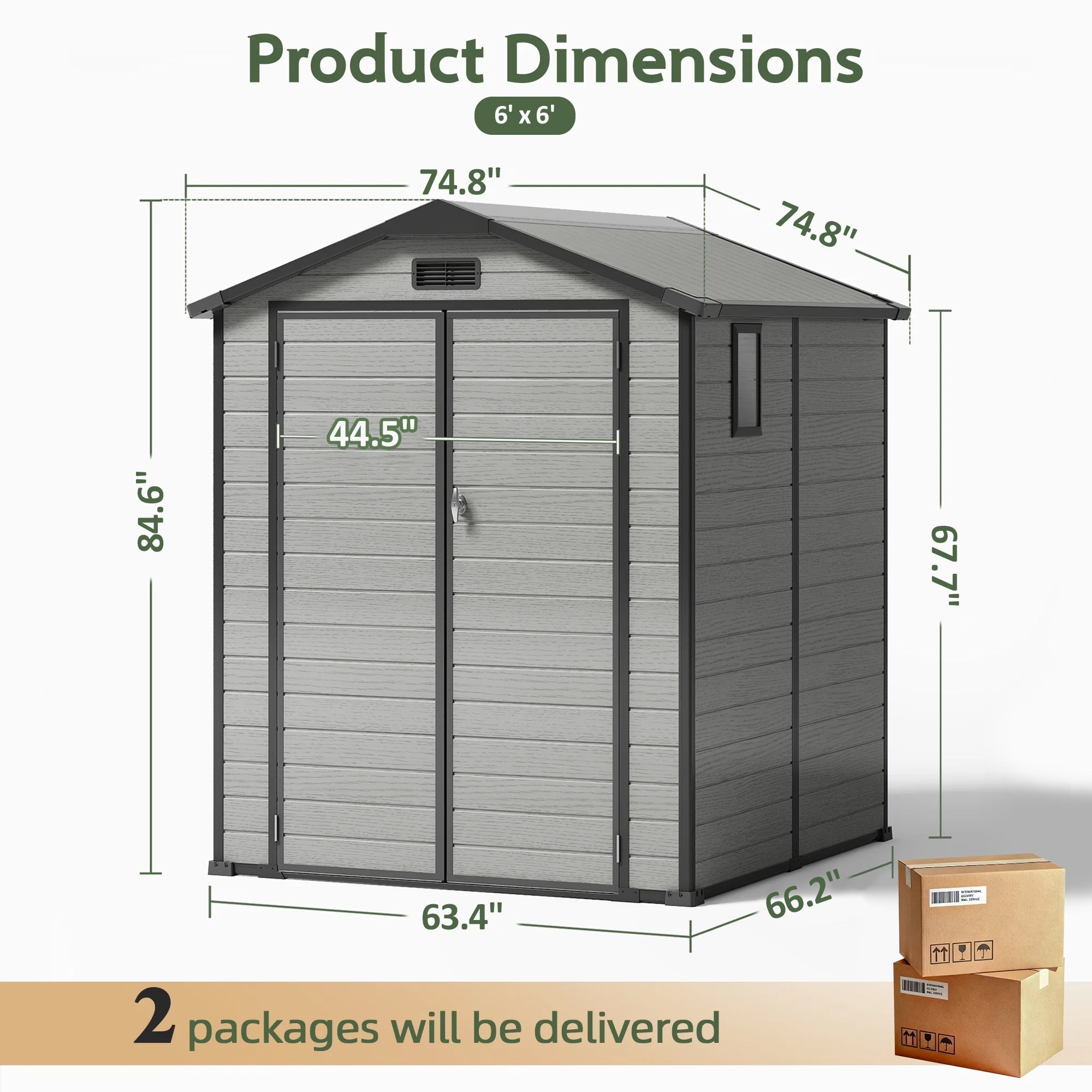 Sunvanta 1.9m × 1.9m Resin Storage Shed with Floor – Outdoor Garden Shed for Tools, Lawn Equipment & Bicycles