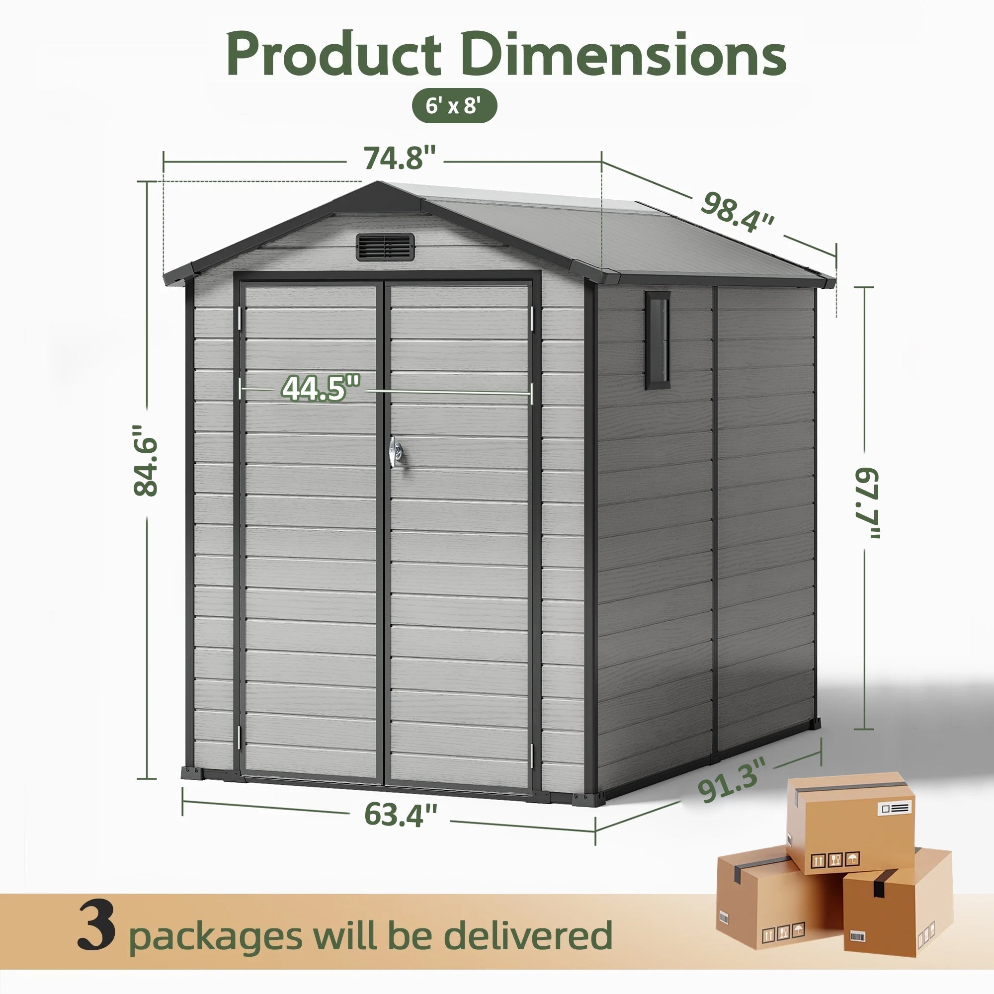 Sunvanta 1.9m × 2.5m Resin Storage Shed with Floor – Weather-Resistant Garden Shed for Tools, Bikes & Lawn Equipment