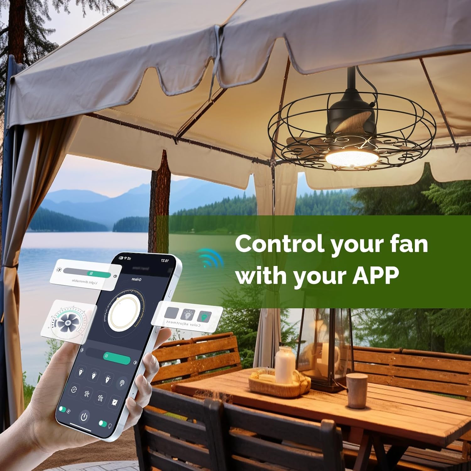 Sunvanta Outdoor Ceiling Fan with Light – Waterproof Gazebo Fan with Remote for Patio & Pergola