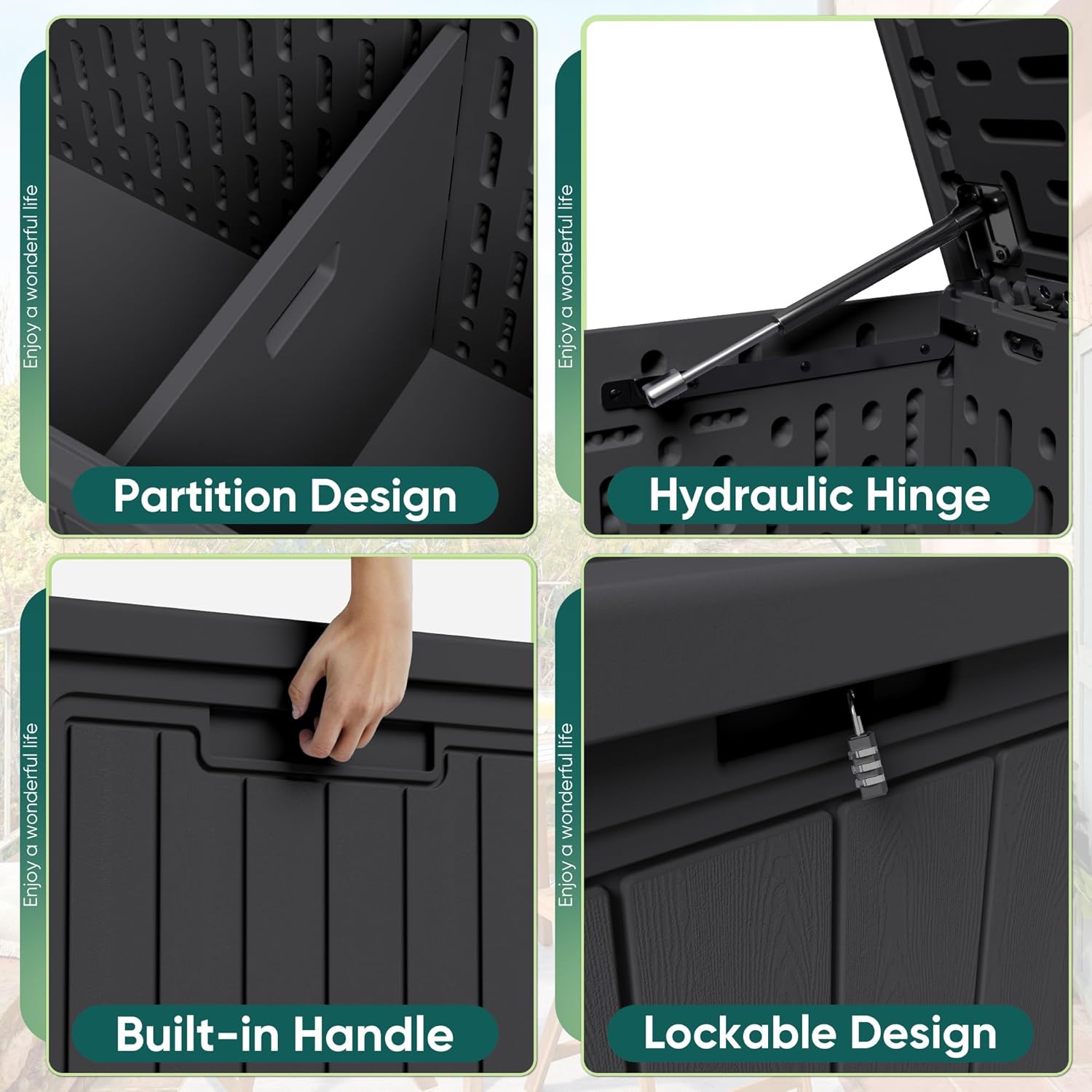 Sunvanta Resin Deck Box – Large Outdoor Storage for Patio Furniture, Garden Tools & Pool Supplies