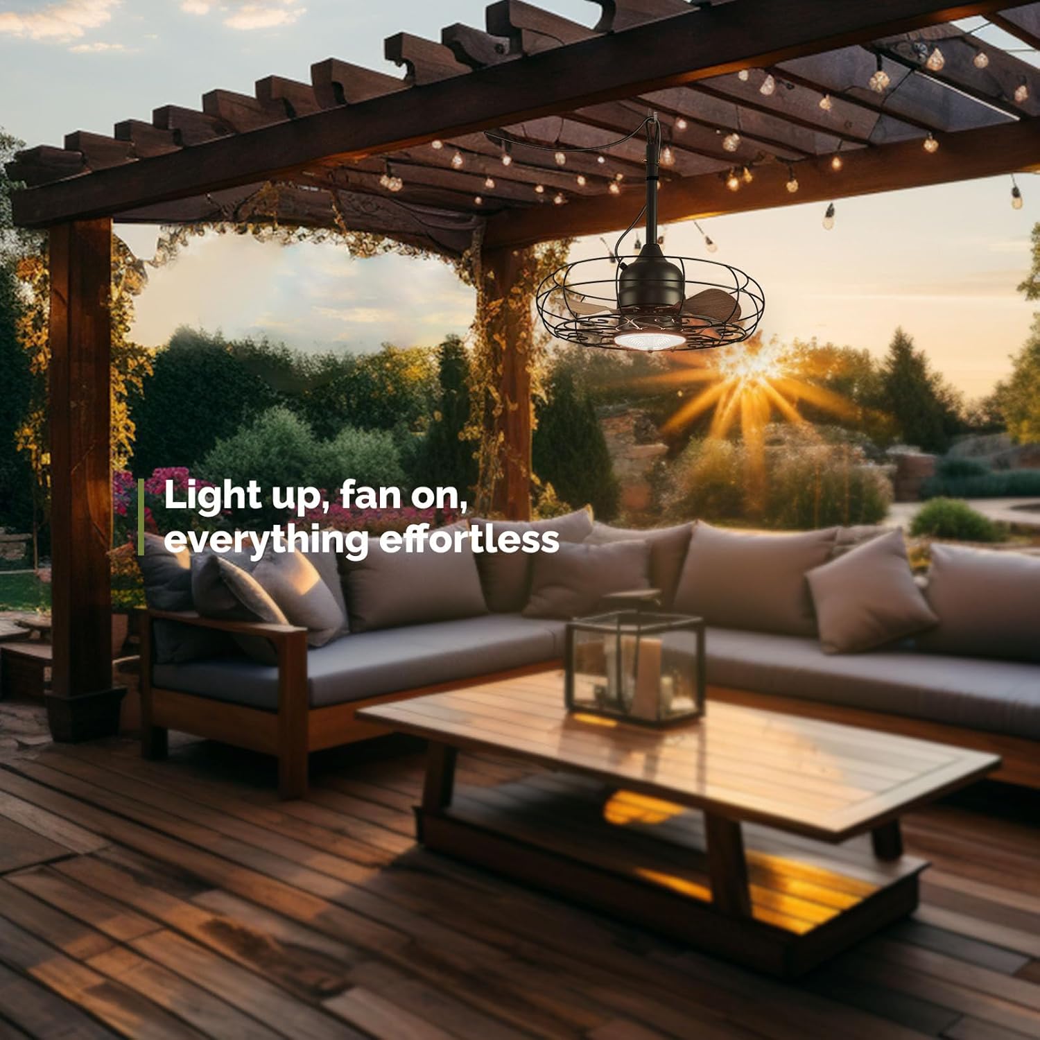 Sunvanta Outdoor Ceiling Fan with Light – Waterproof Gazebo Fan with Remote for Patio & Pergola