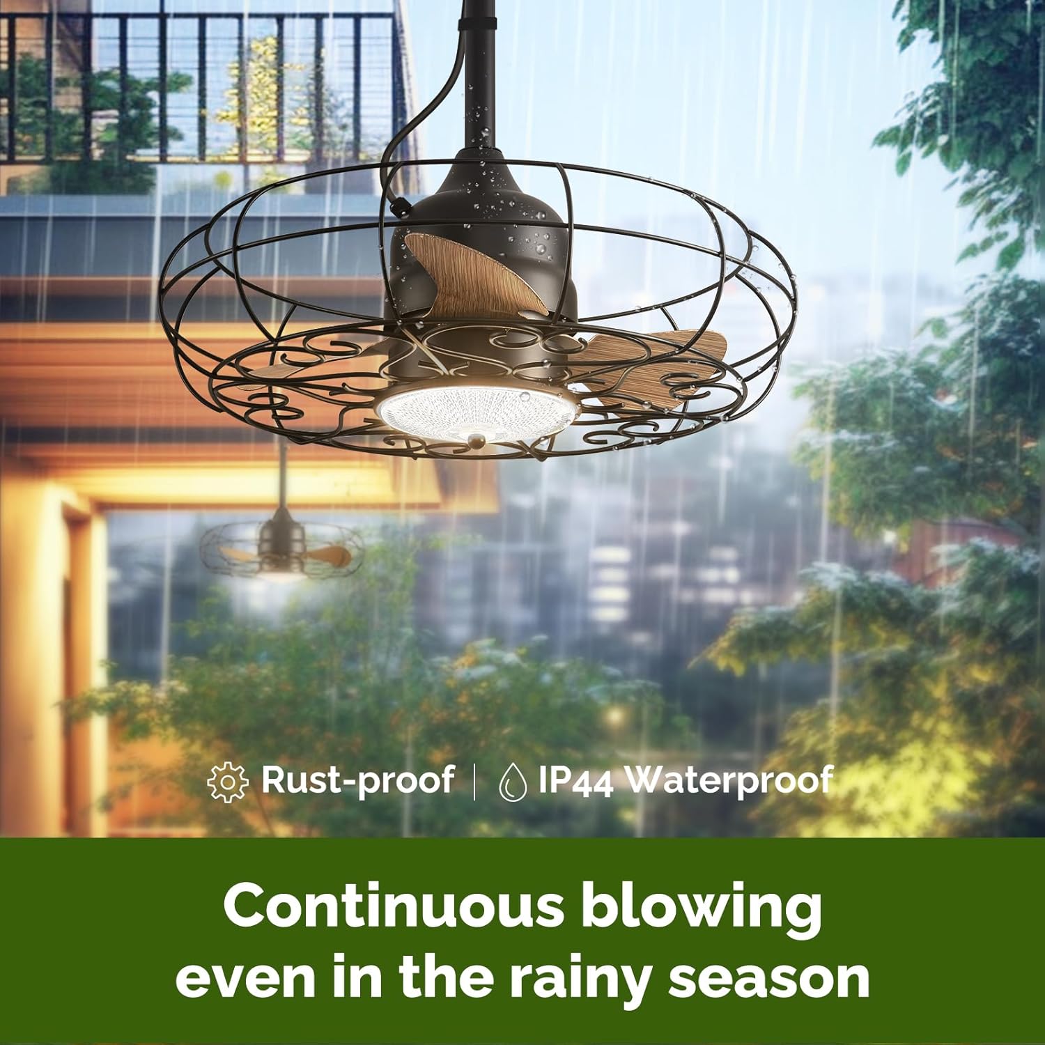 Sunvanta Outdoor Ceiling Fan with Light – Waterproof Gazebo Fan with Remote for Patio & Pergola